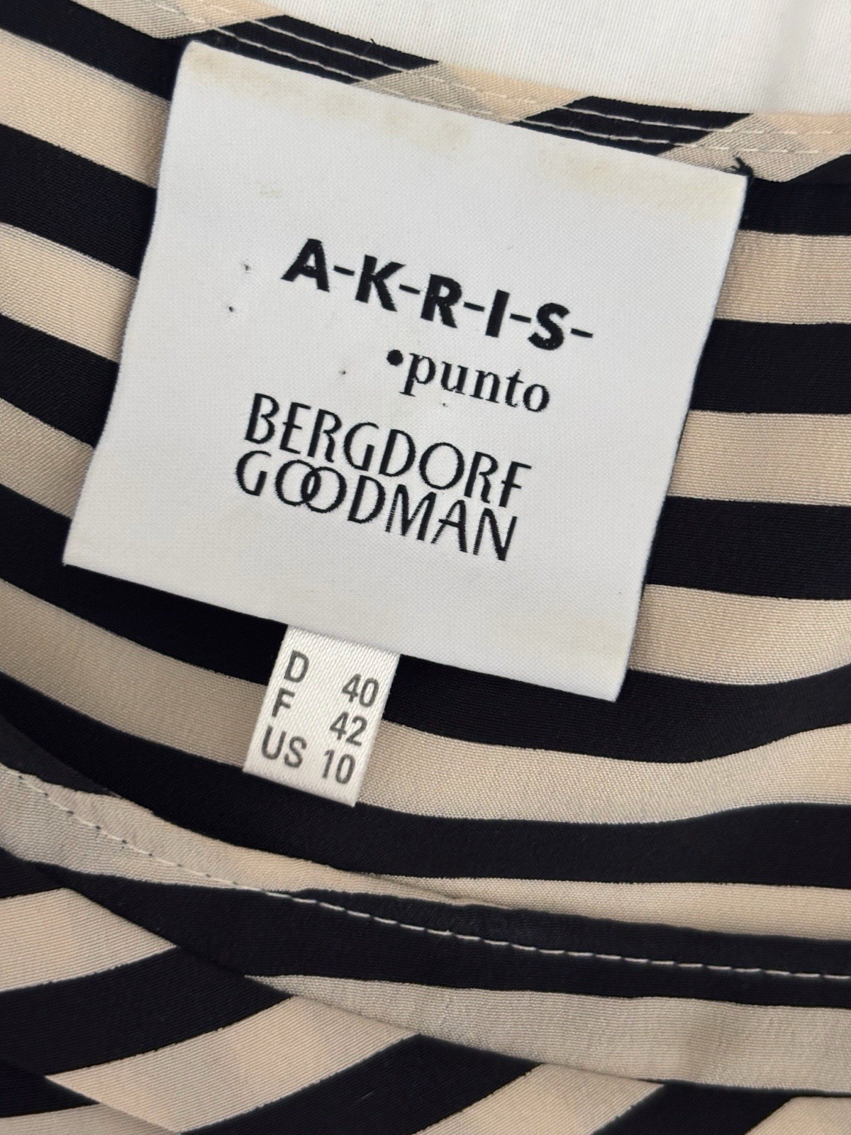 Akris Punto Striped Mulberry Silk Blouse Sz 10 Quiet Luxury