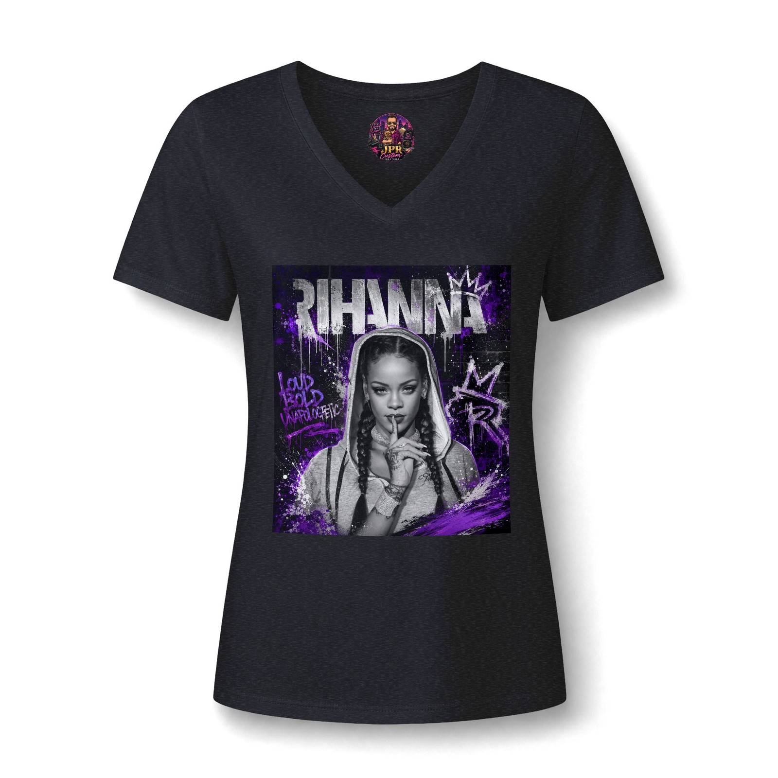 Gothic Violet Streetwear Portrait Pop Art Women’s Relaxed Fit V-Neck Tee