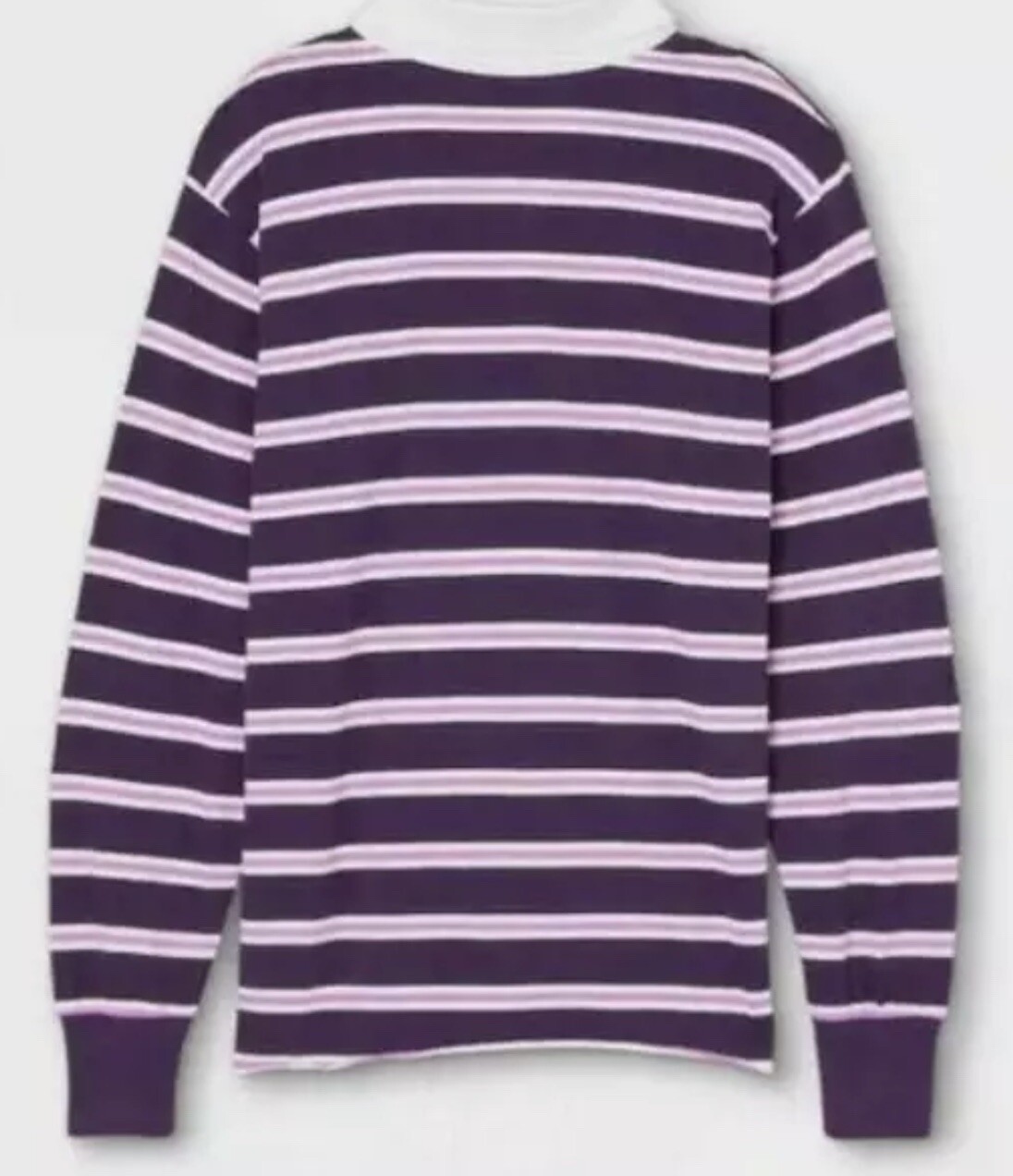 Wild Fable Unisex Size S Long Sleeve Oversized Rugby Polo T-Shirt Purple Stripe