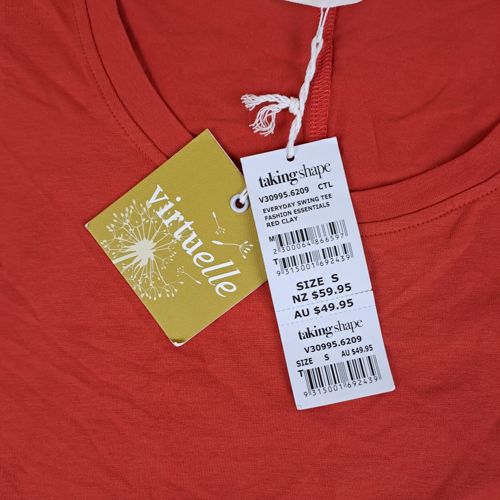 Virtuelle Shirt Womens Size S Red Everyday Swing Tee Essentials Short Sleeve NWT