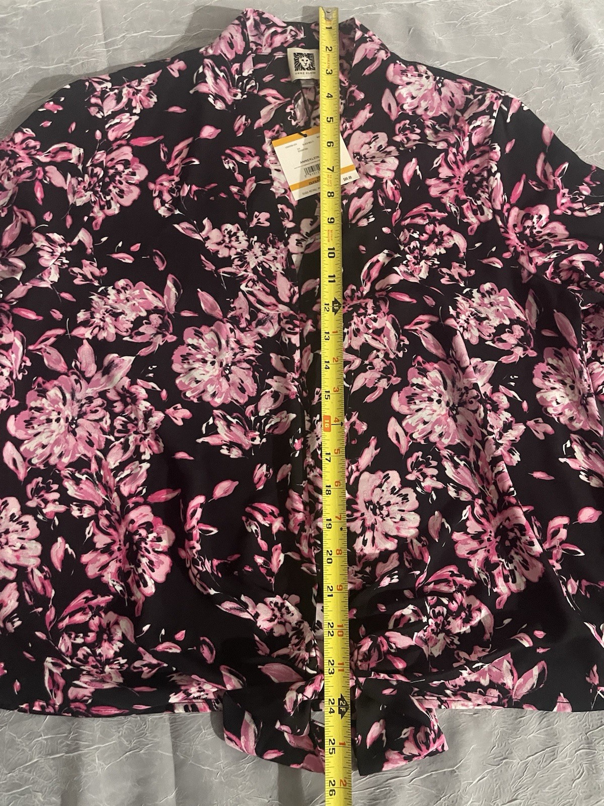 Anne Klein Black and Pink Link Floral Blouse Women Small