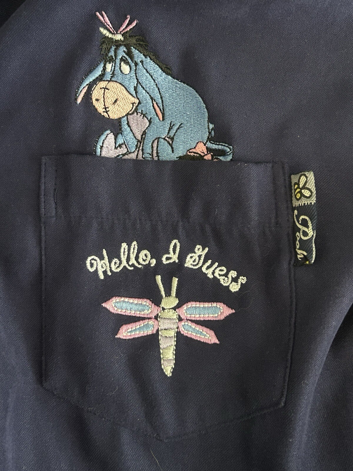Vtg Disney Store Winnie The Pooh Top SzM Button Up Embroidered Eeyore Blouse