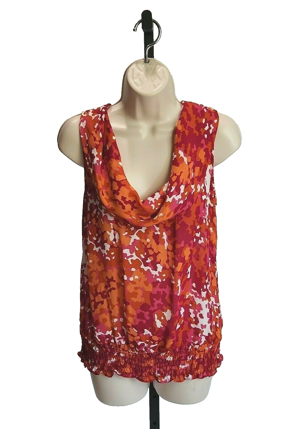 MICHAEL Michael Kors Bold Orange Fushia Pink Cowl Neck Tank Top Size Medium