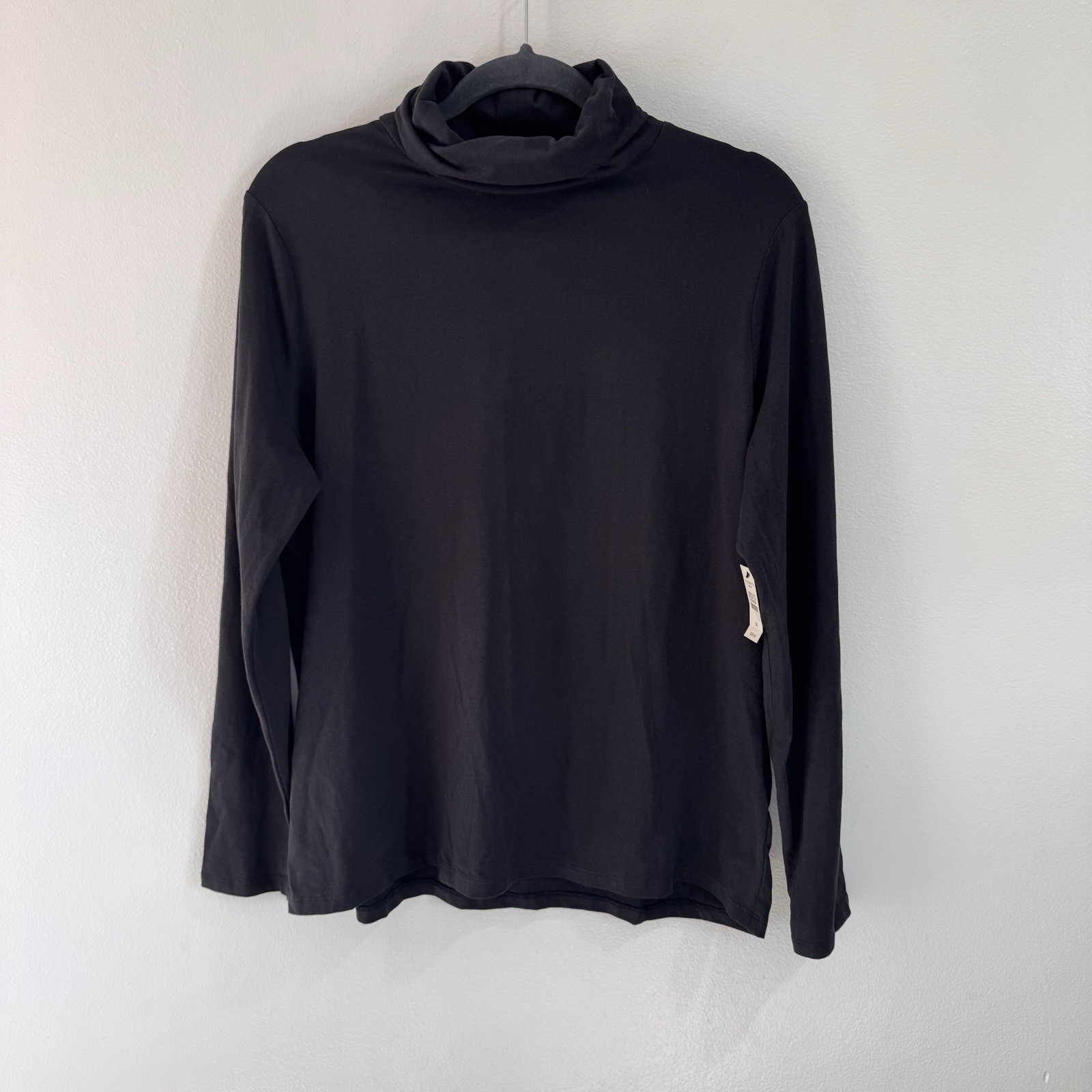 NWT Talbots Turtleneck Shirt 1X Black Cotton Stretch Long Sleeve Basic Layer