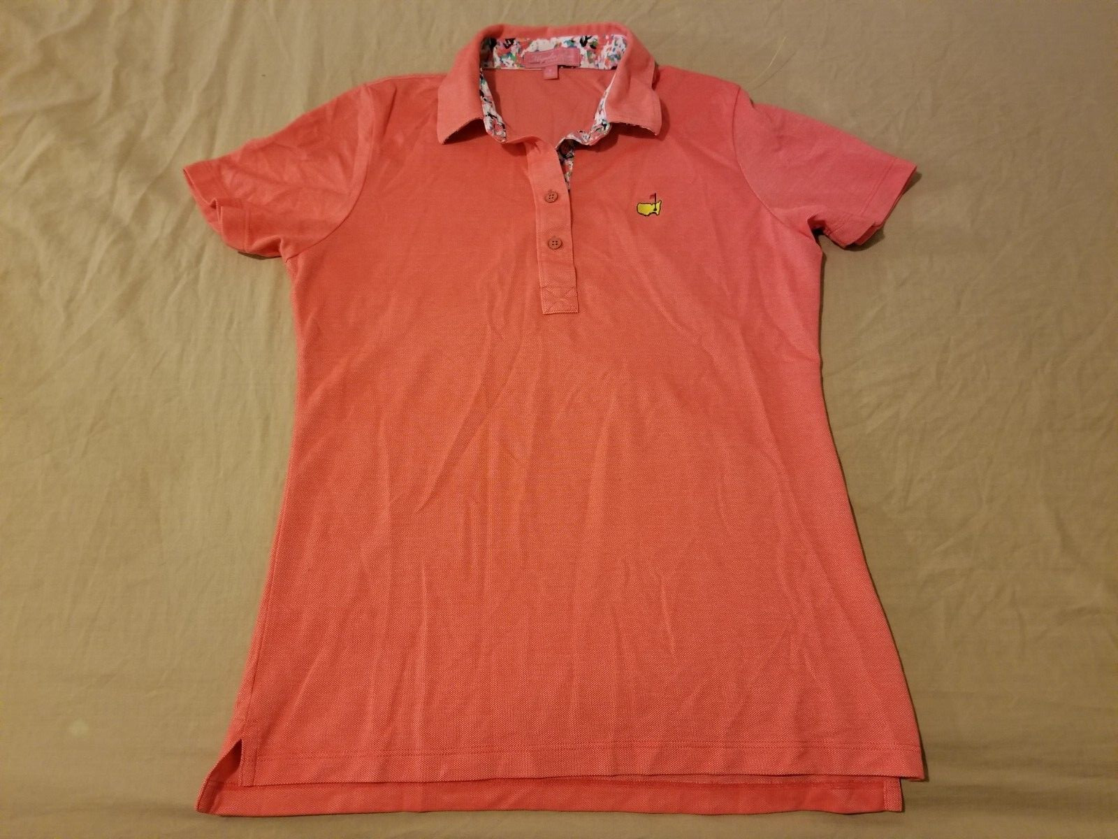 Womens Magnolia Lane Masters Polo Shirt M Medium Orange Cotton Golf Athletic
