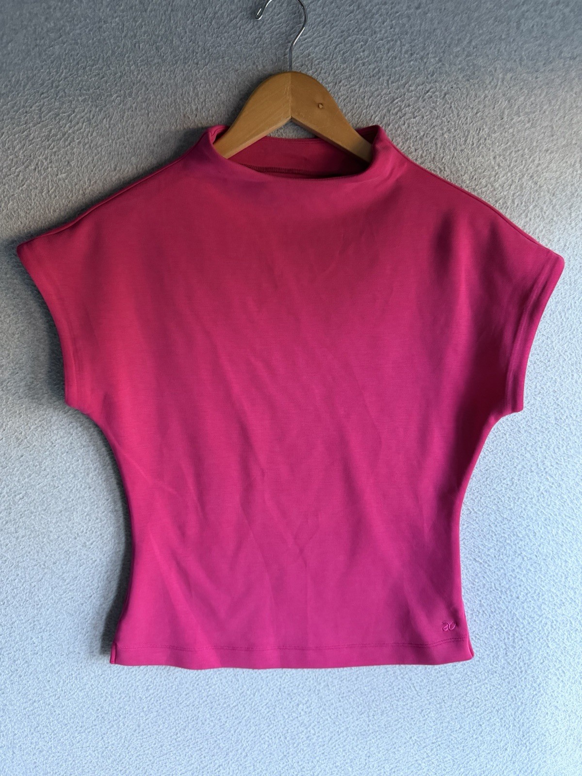Aday Top Womens Small Pink Cap Sleeve Mock Neck