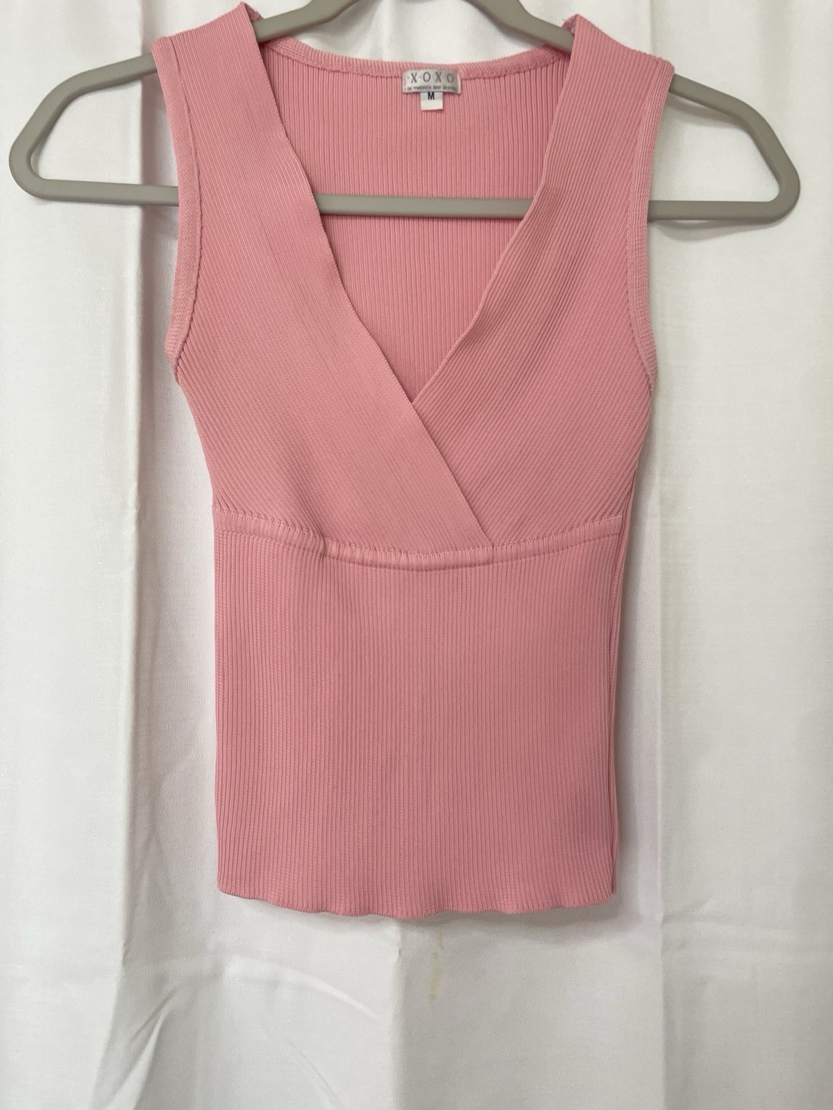 Vintage 90s XOXO Pink Stretch Ribbed Tank Size Medium