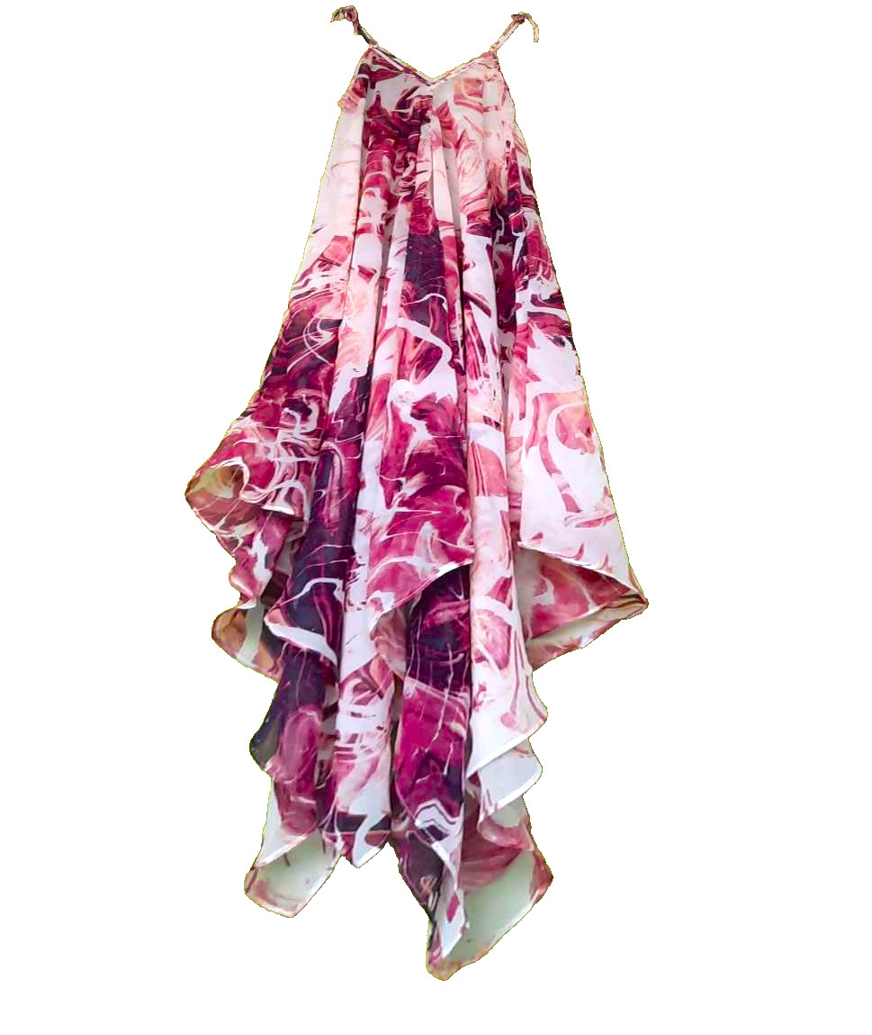 Linea Donatella Dress long women Size S marble Swirl Chiffon back to school NEW