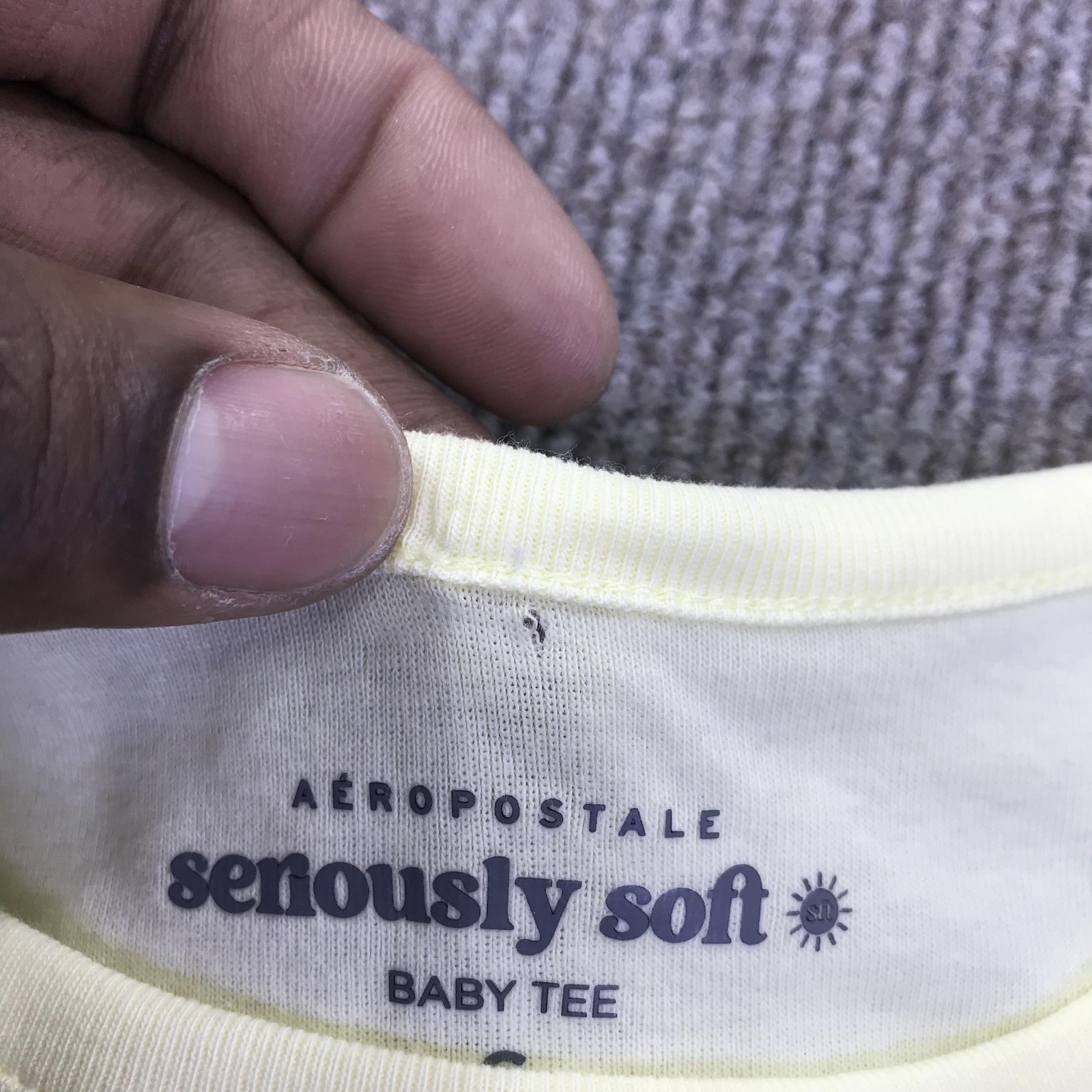 Aeropostale Shirt Teens Small Yellow Seriously Soft Baby Tee Rhinestone Fruit