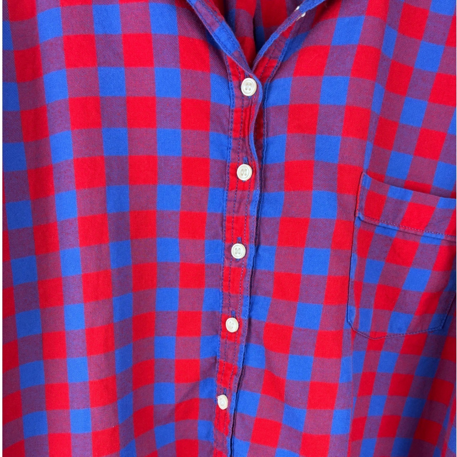 J.Crew Buffalo Check Popover Shirt XL Red Blue Plaid 100% Cotton Casual