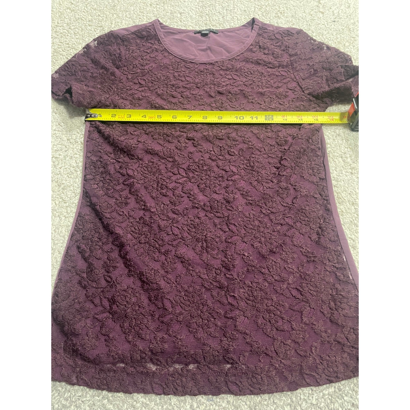 Sisley Short Sleeve Shirt Women’s Size Small Lace Egglant Purple Made in Romania