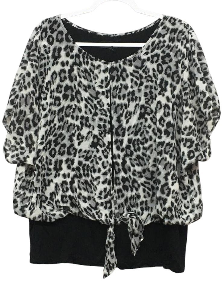 I.N. Studio Women’s XL Leopard Print Top with Tie Front