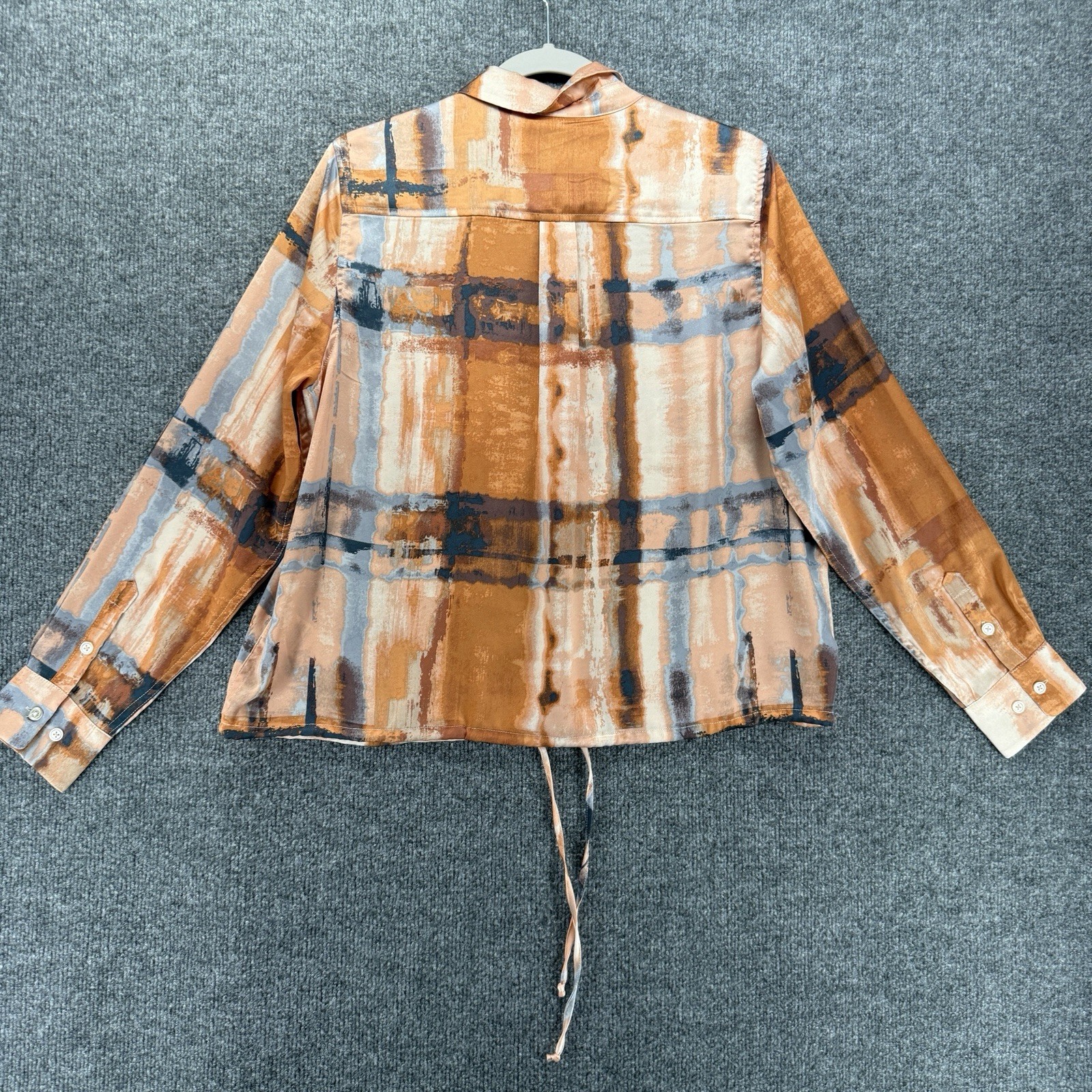 RH Rebecca Minkoff Top Womens PL Abstract Button Up Cropped Old Money Preppy