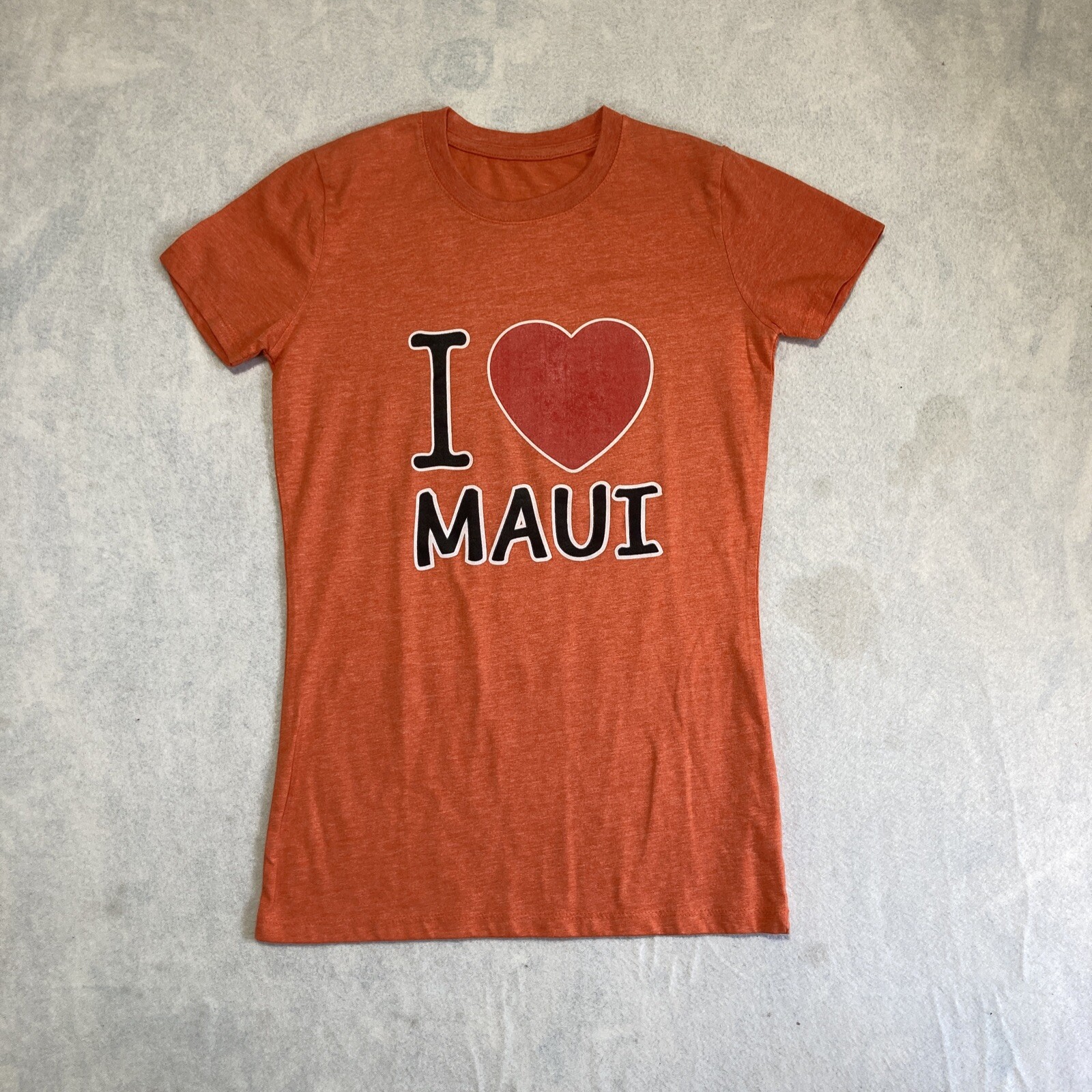 I Love Maui T Shirt Women’s Small Orange Baby Tee