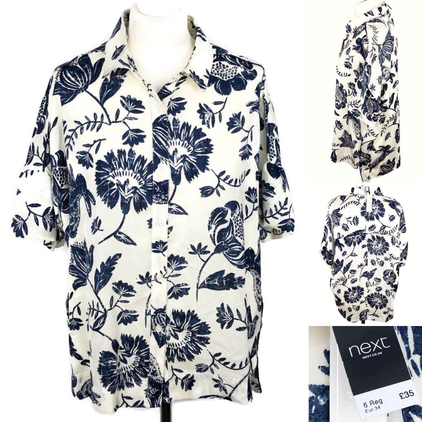 Next Blouse Shirt Collection Luxe Size UK 6 Oversized Women’s Floral Rabbit Look