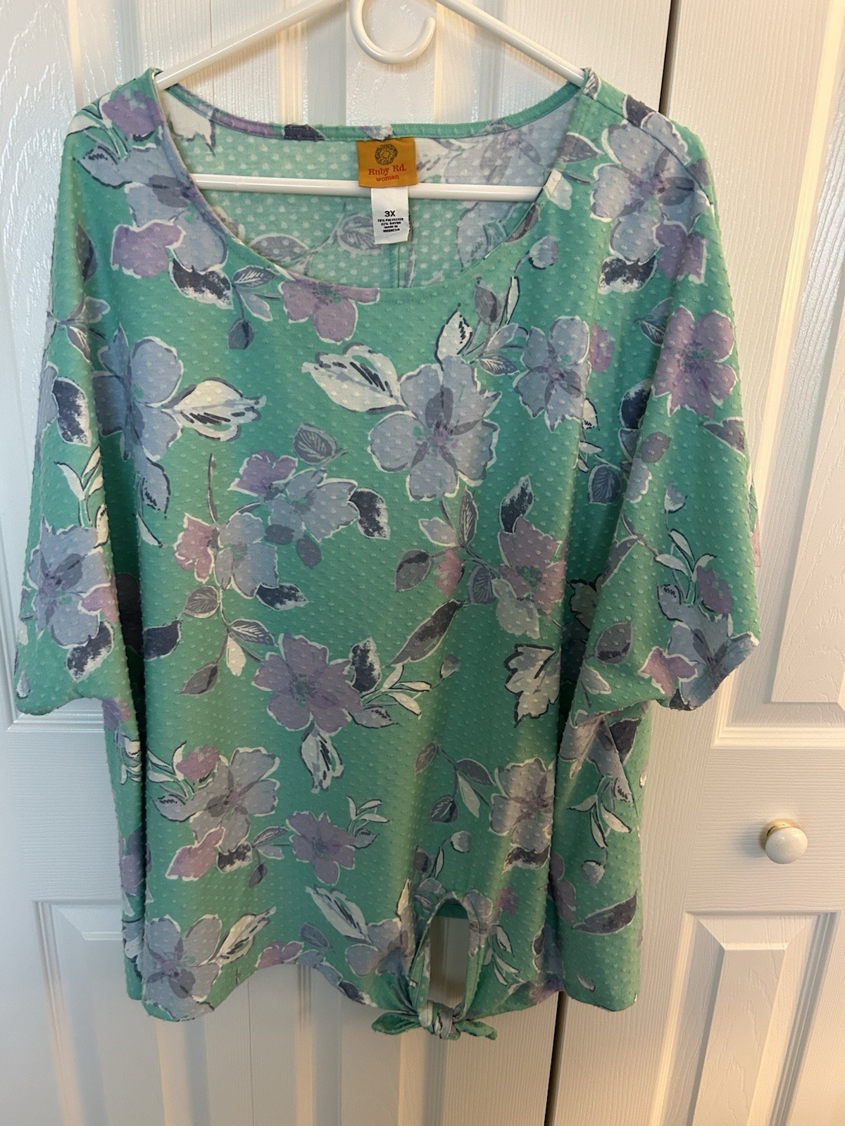 Ruby Rd Multicolor Floral Top Size 3X Swiss Dot