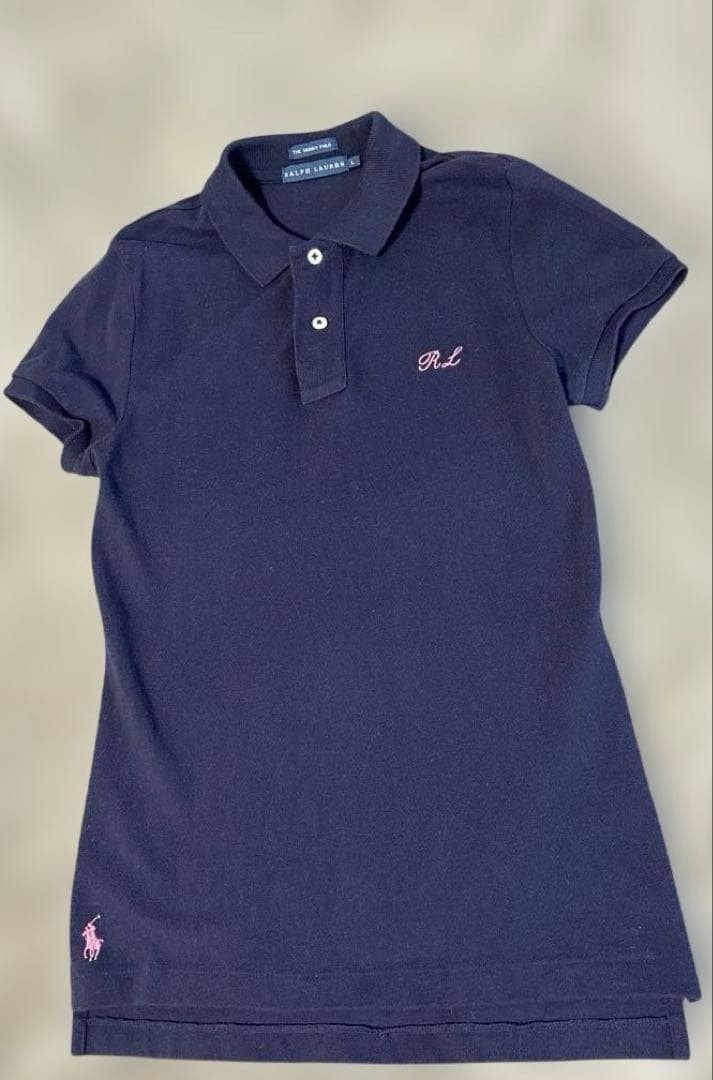 Ralph Lauren Polo Shirt Short Sleeve Skinny L 40cm 60cm Blue Rare 14Y+ JAPAN