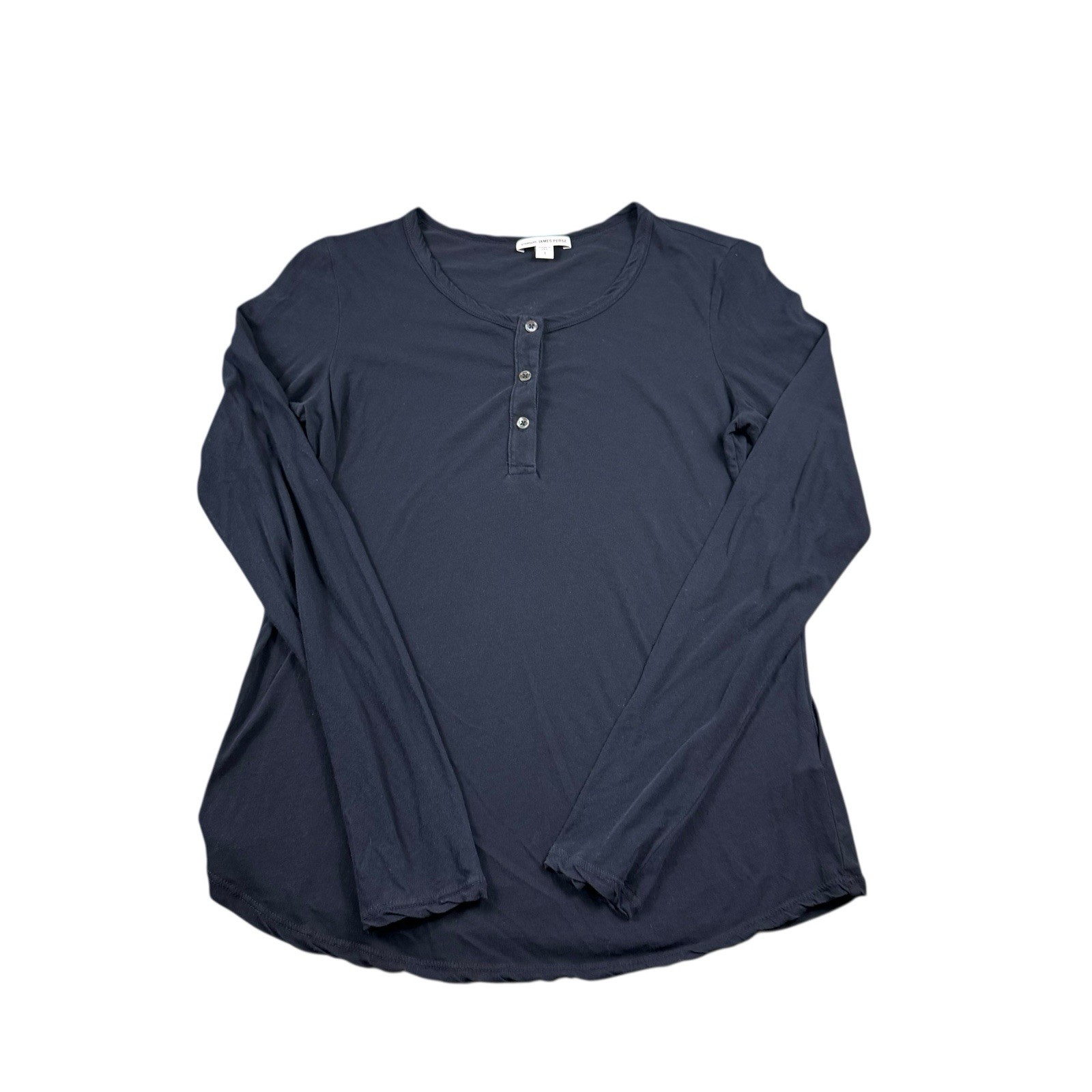 James Perse Standard Dark Navy Women’s Lightweight Cotton Henley Shirt Size 1
