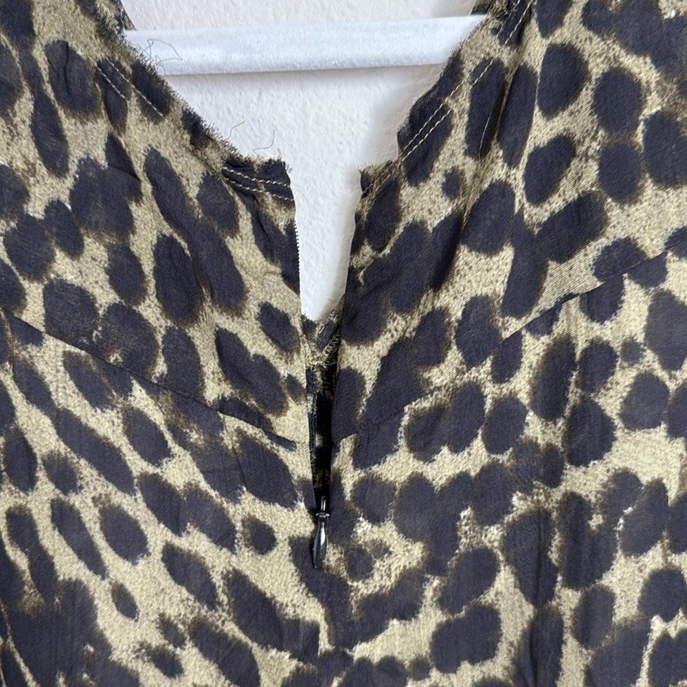 Isabel Marant Caja Leopard Print Blouse Ruched Sleeve Blouse Size 42