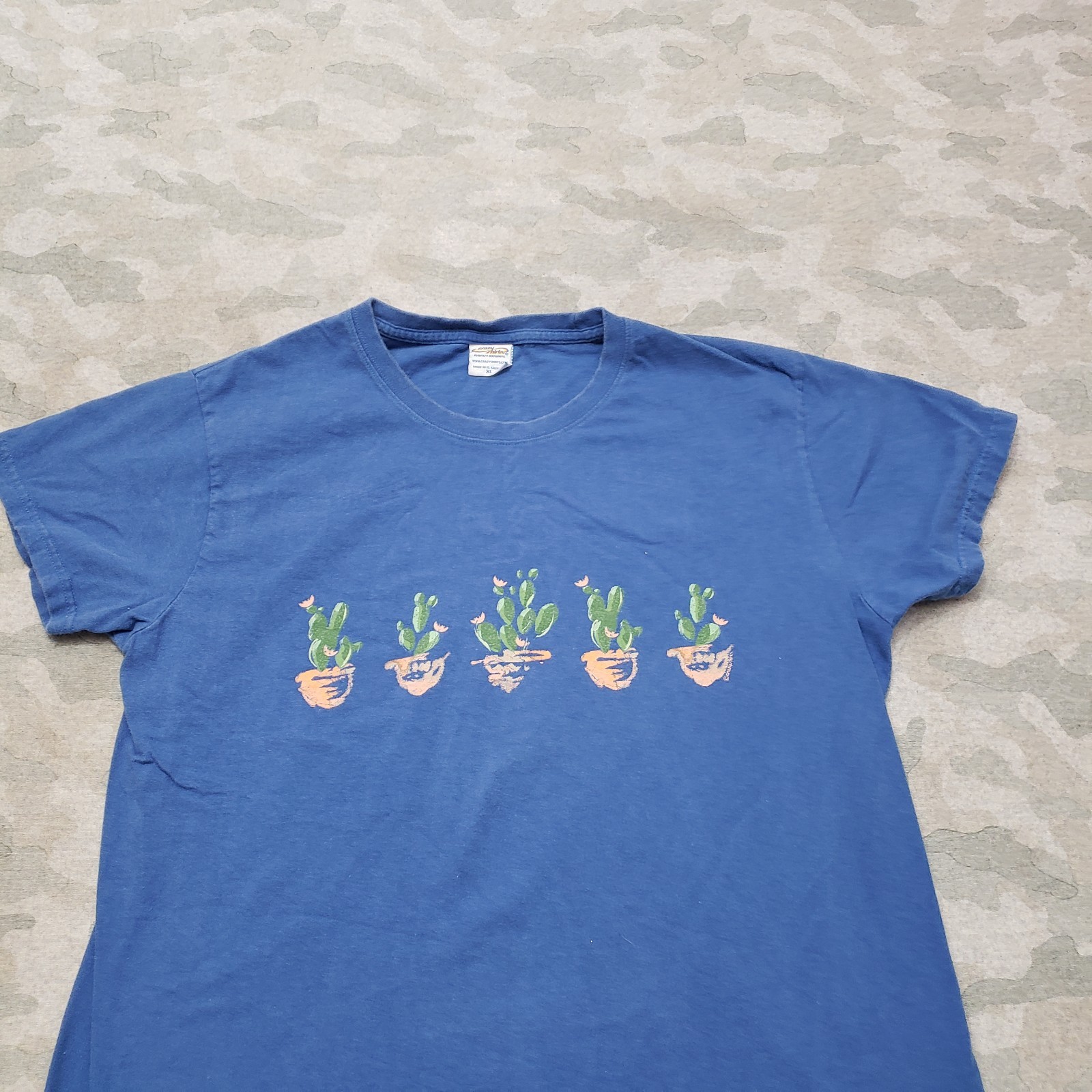 Crazy Shirts Top Womens XL Blue Short Sleeve Cactus