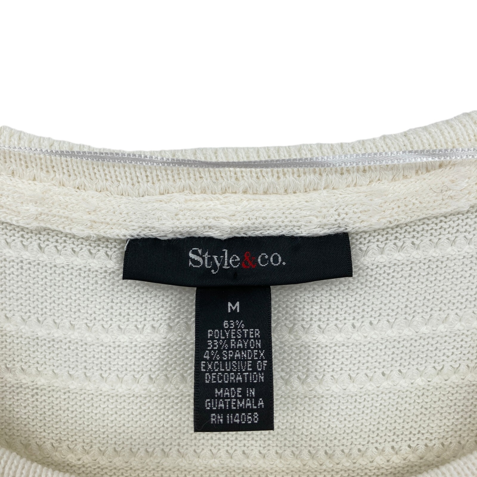 Style&co. Blouse Top Women Medium Cream Knit Short Cold Shoulder Sleeve Pullover