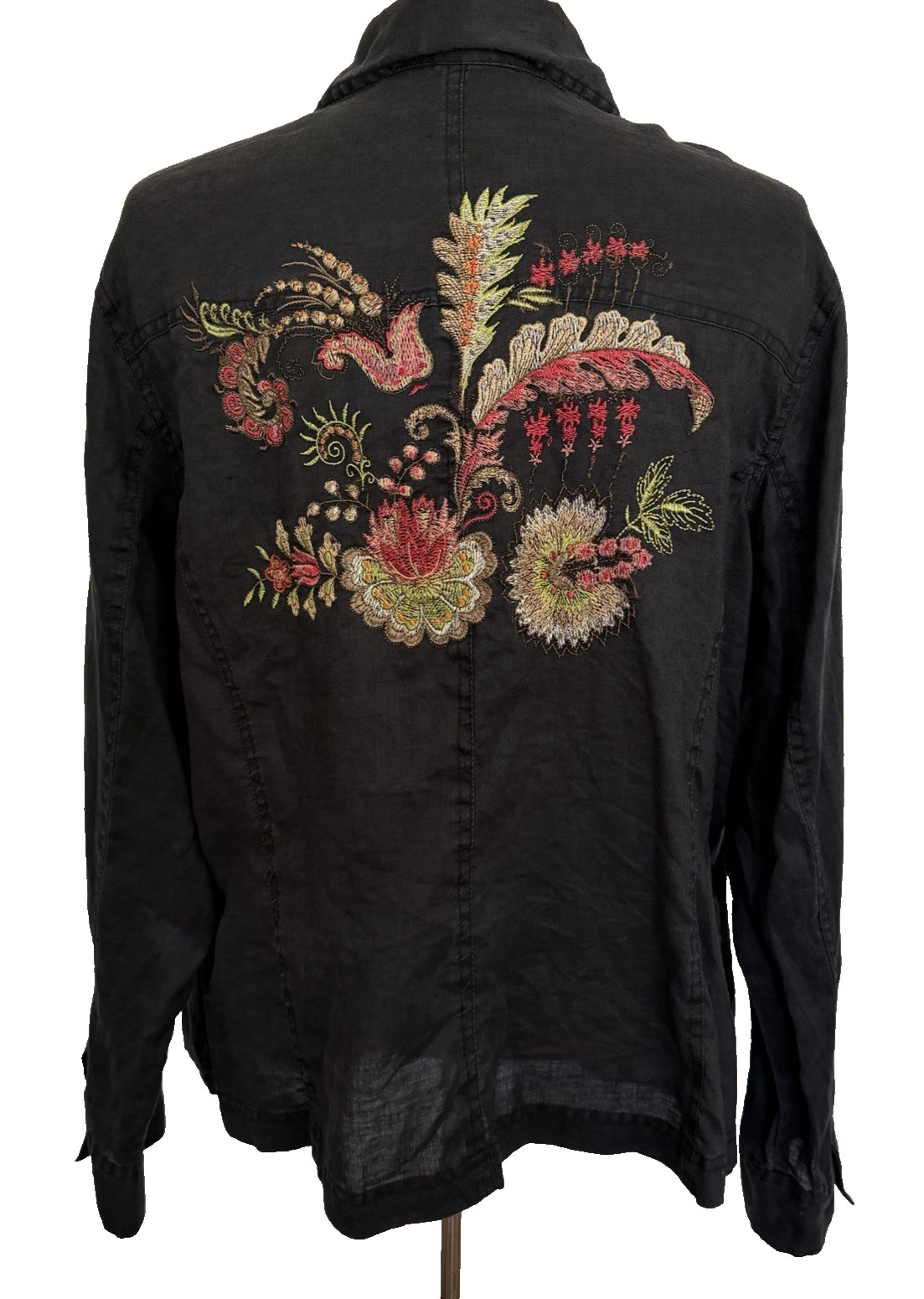 VTG Boho Shacket Breathable Ramie EMBROIDERED SHIRT JACKET Womens Plus 1X