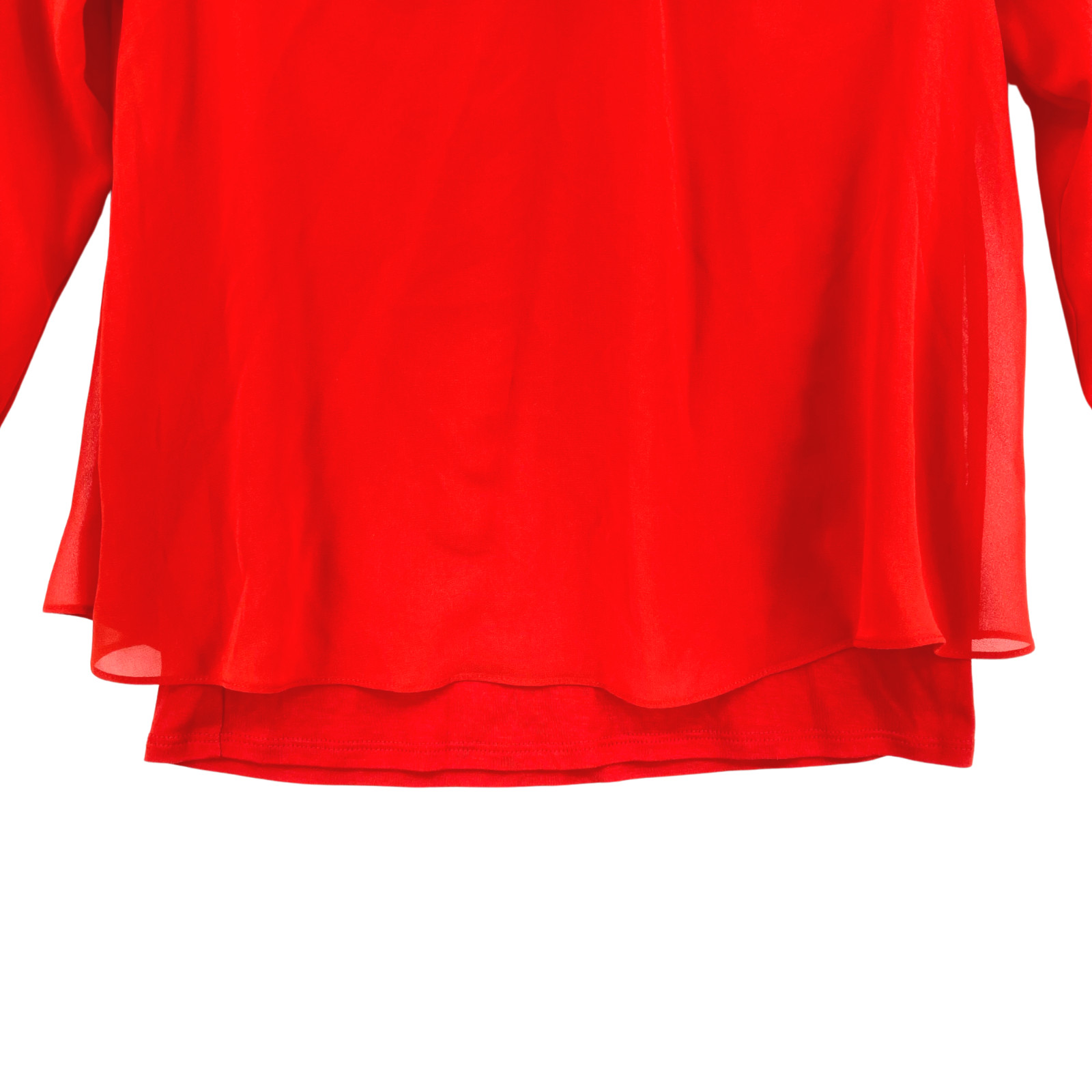 Bar III Women’s Red Cold Shoulder Sleeve Back Keyhole Chiffon Blouse Top Size XS