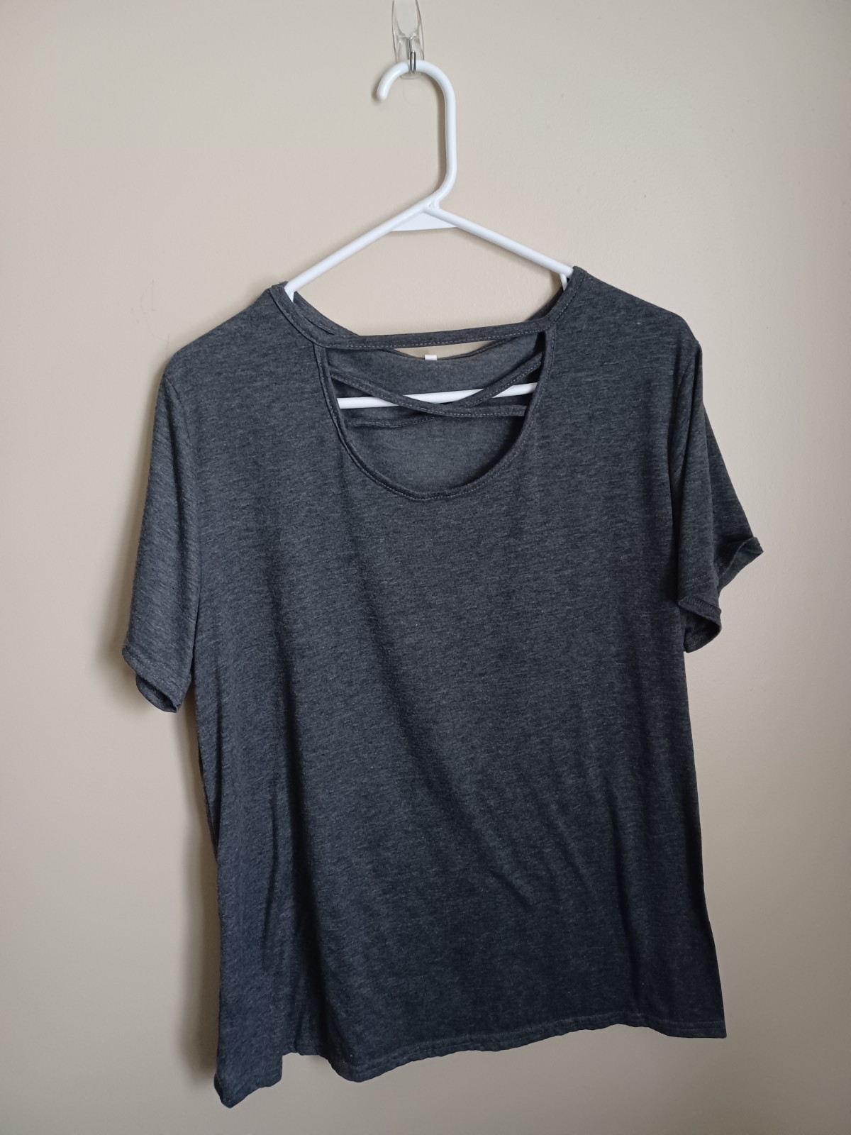 Women’s Size XXL Dark Gray Cotton Spandex Short Sleeve T-Shirt Top