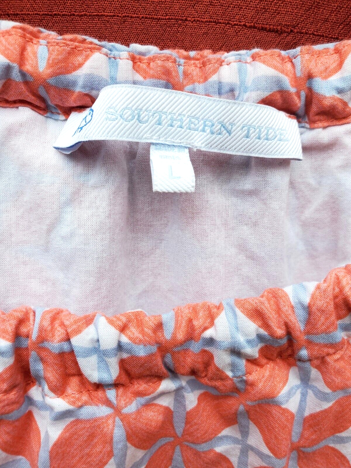 SOUTHERN TIDE large pink, gray, white FLORAL sleeveless SHIRT top blouse cotton