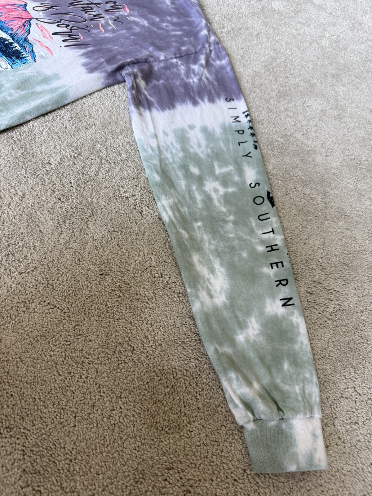 NEW Simply Southern Shirt Tell Mountains Tie Dye Purple Green Pink Jeep Medium