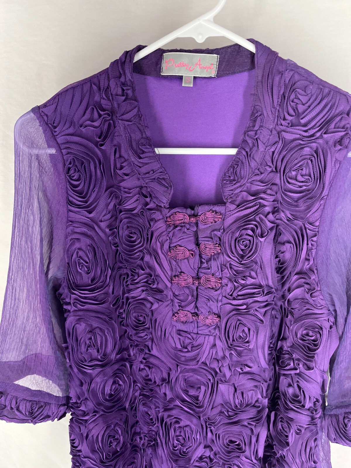 Pretty Angel Women Top Small Purple Lace Ribbon Layered Gothic Goth Grunge