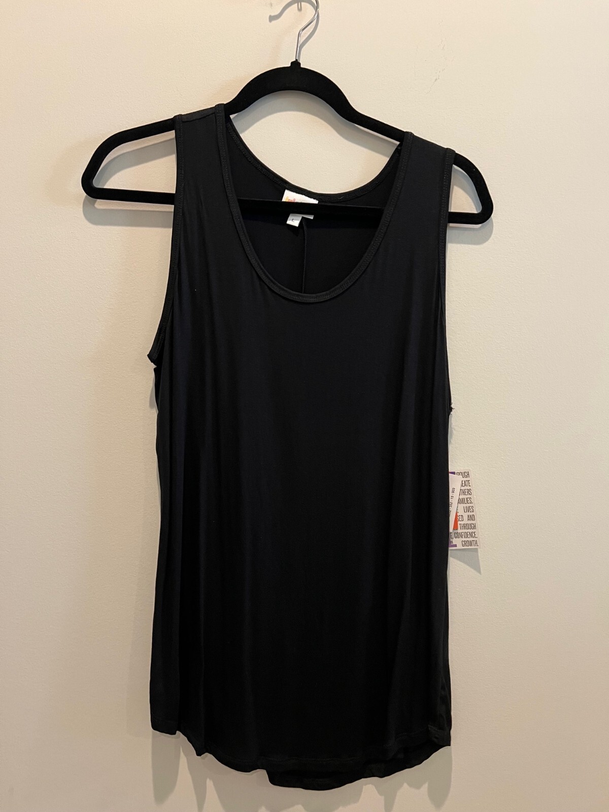 Lularoe solid black tank top rayon blend NWT size Large