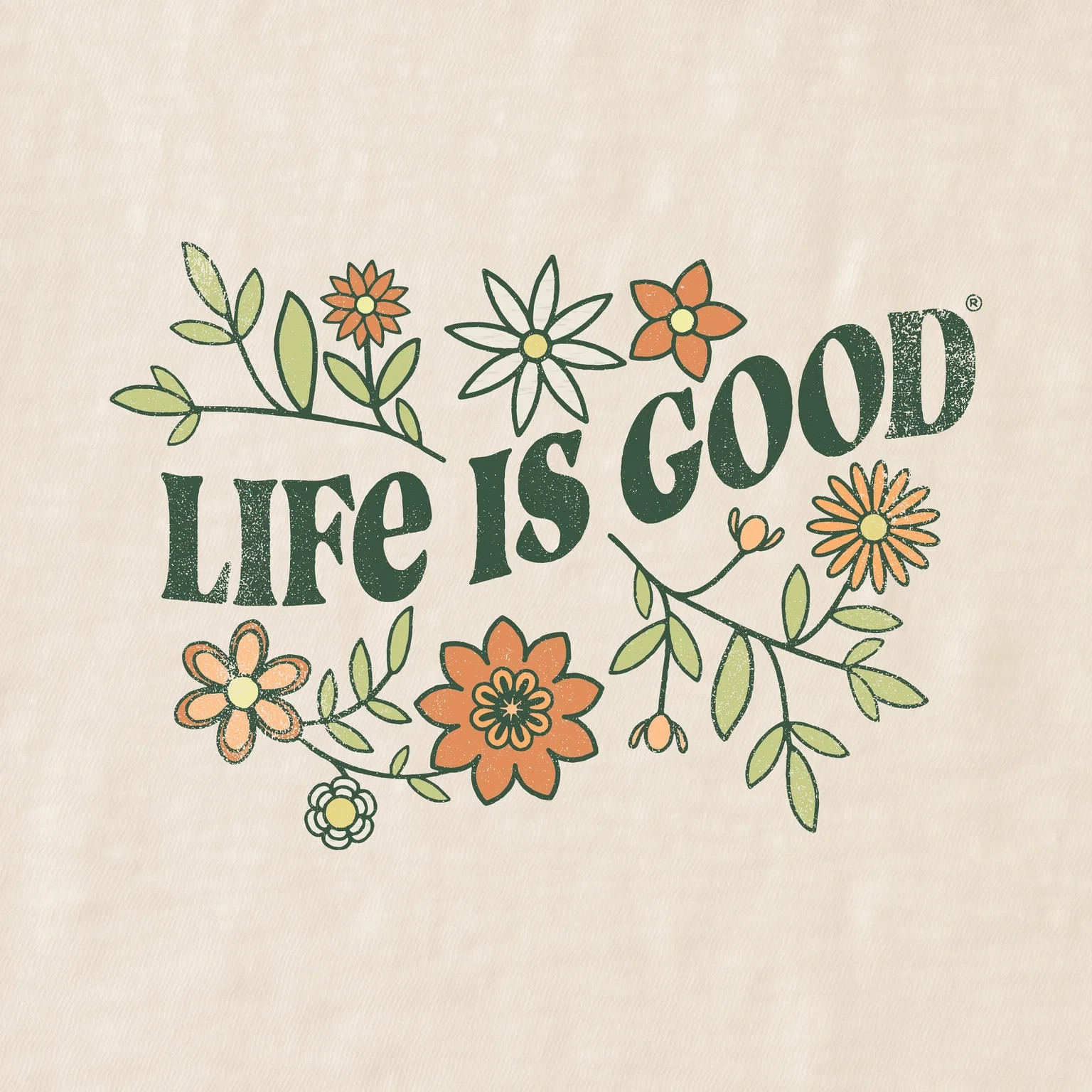 Life Is Good SS Shirt Relaxed Slub Tee GARDEN Flower Daisy Chest45in Womens L