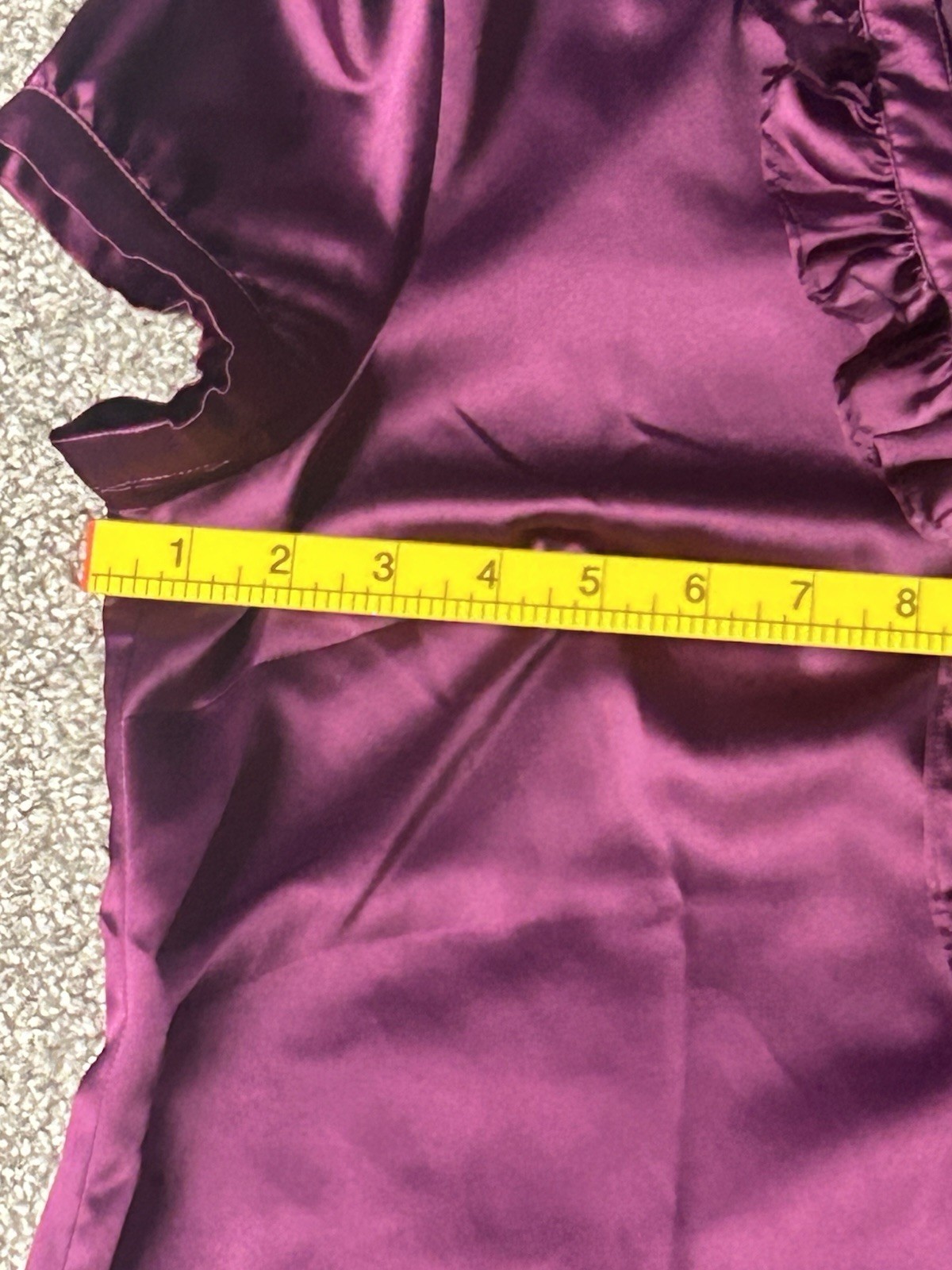 Ann Taylor Loft Purple Ruffle Neck Sleeveless Button Up Blouse Medium Petite