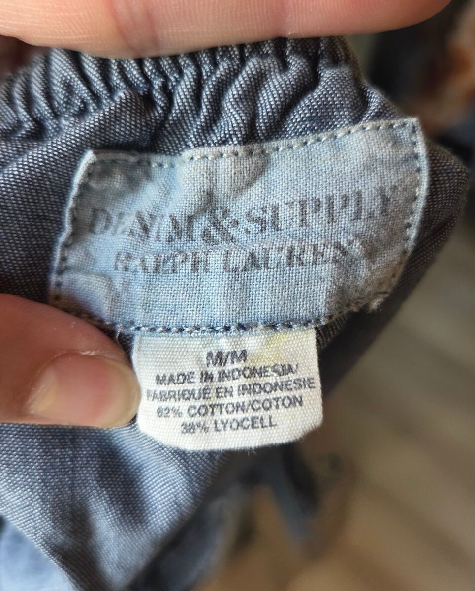 2000’s Denim & Supply Ralph Lauren Chambray Off-Shoulder Ruffle Top y2k Fairy