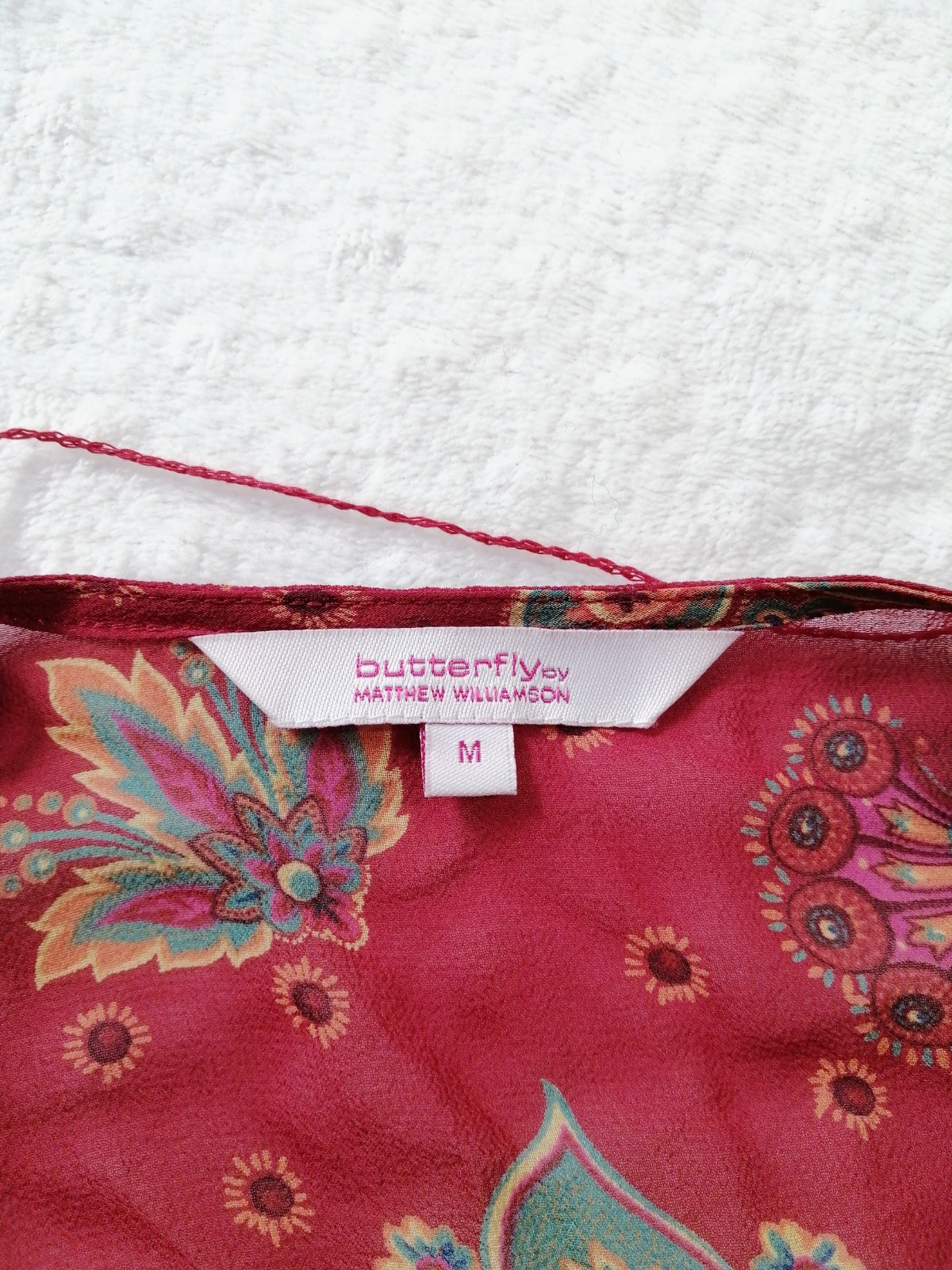 Butterfly by Matthew Williamson Kaftan Tunic 100% Silk Paisley Floral Boho M