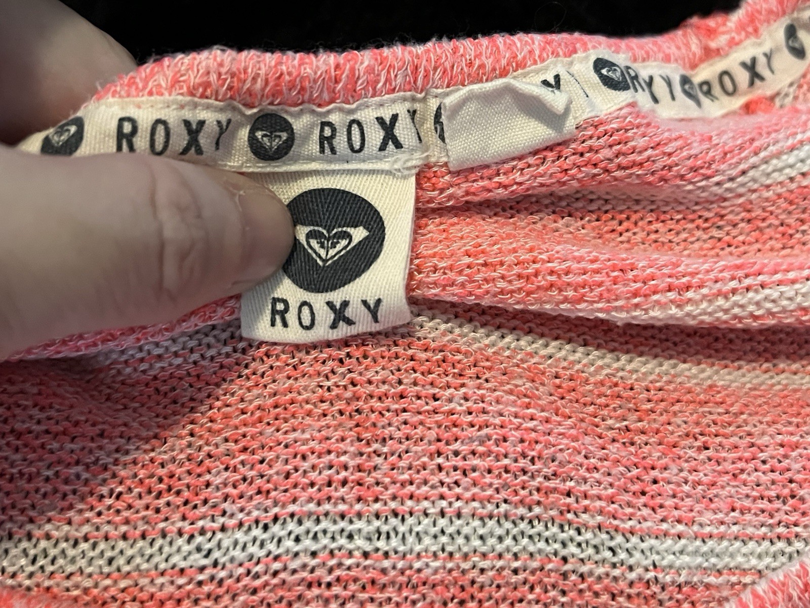 ROXY Womens Without You Scoop Neck Summer Knit Top Pink Coral Stripe Size Small
