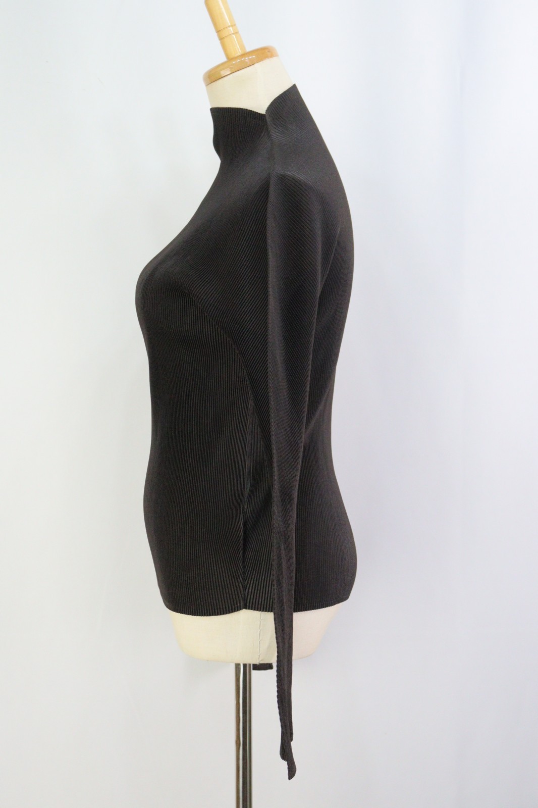 Authentic PLEATS PLEASE Dark Brown High Neck Long Sleeve Top 120 0298a