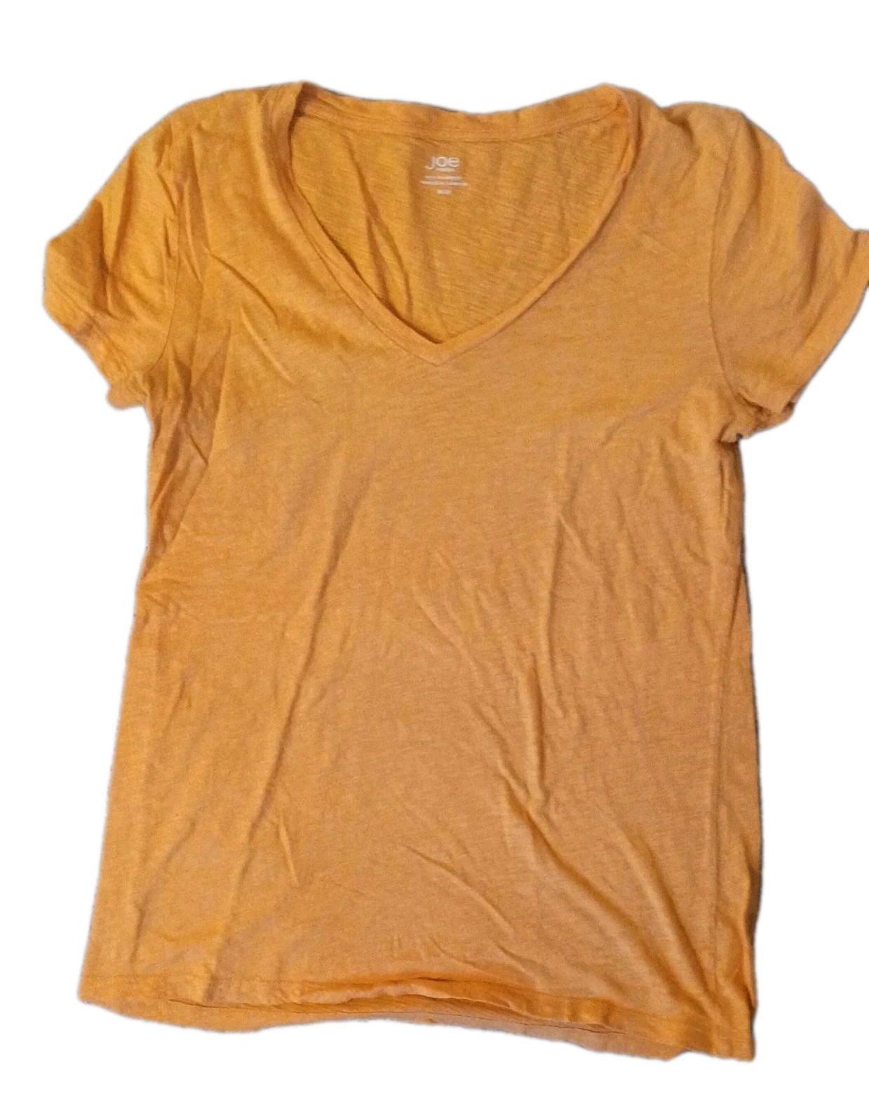 Joe Fresh Women’s V-Neck T-Shirt Orange Cotton Blend Size Medium