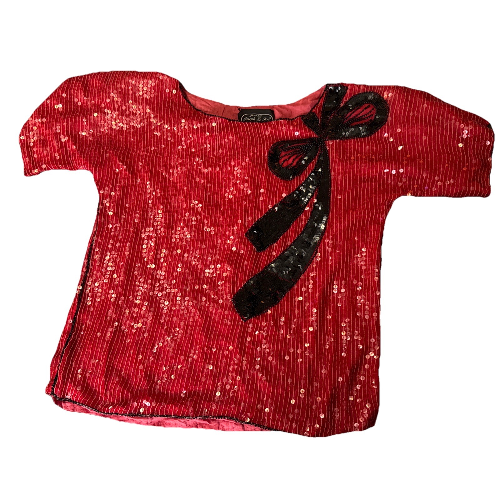 Vintage Joseph Le Bon Sequin Top Hong Kong Paris Size M Red Silk