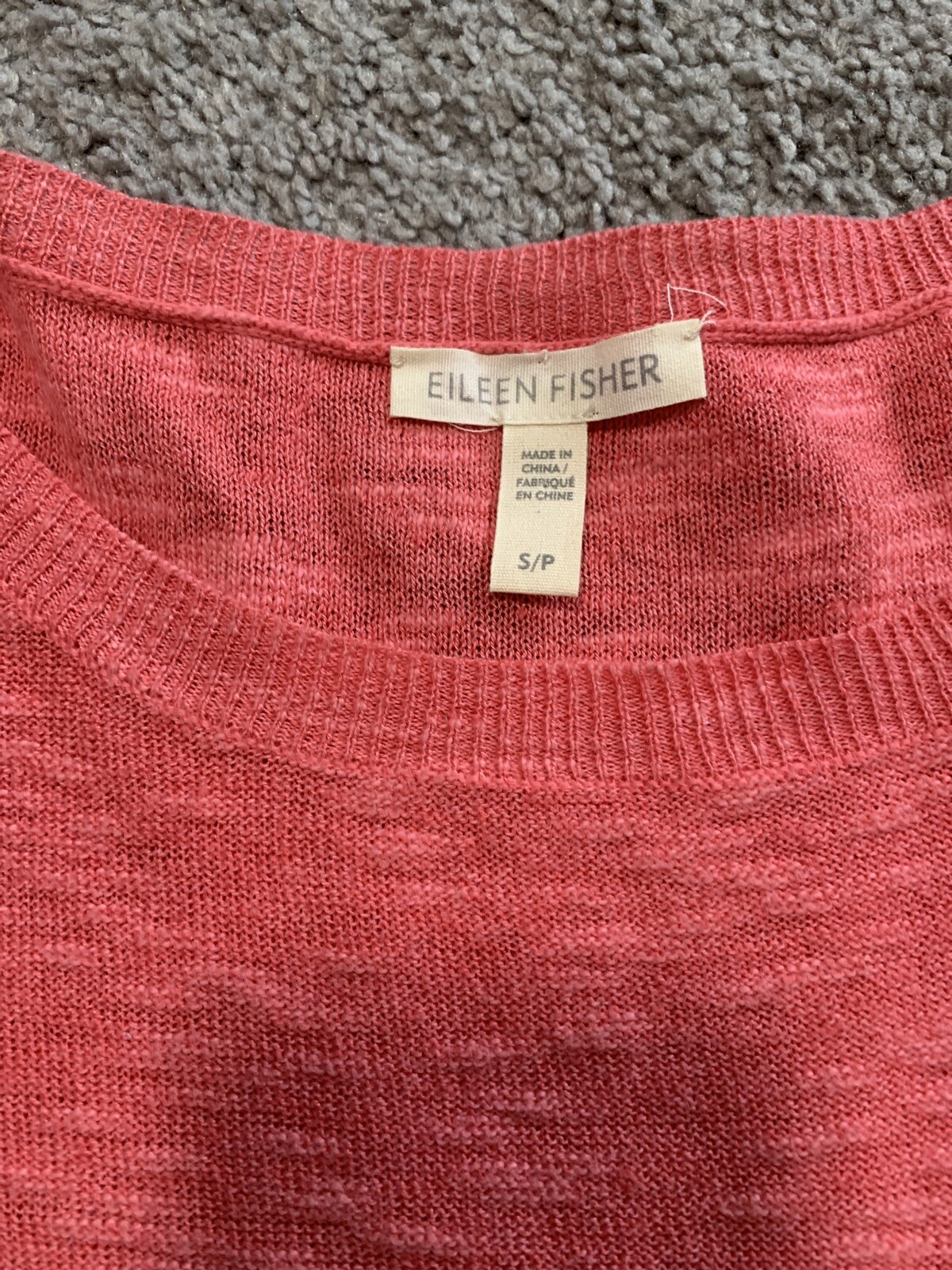 Eileen Fisher L/S Linen/cotton Knit Coral Orange Top Size S (Bin C1)