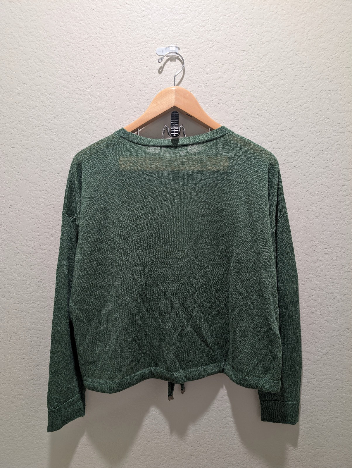 Brunello Cucinelli Linen Blend Monili Bead Long Sleeve Knit Top Green – Size S