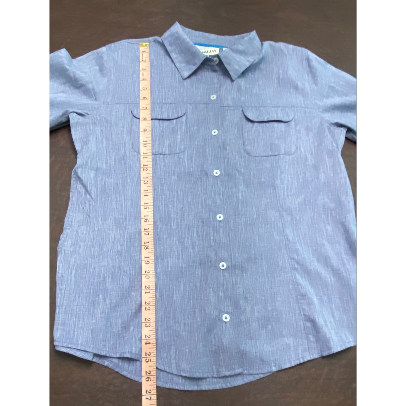 Magellan Outdoors Fish Gear Blue Button Front Fishing Shirt Women’s L Boating