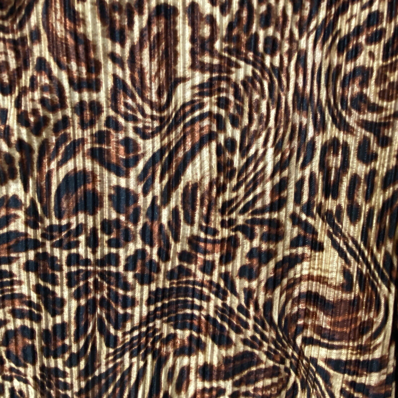 Inner Circle Leopard Print Top Woman’s 1x, 3x Button Up Accordion Pleated Brown