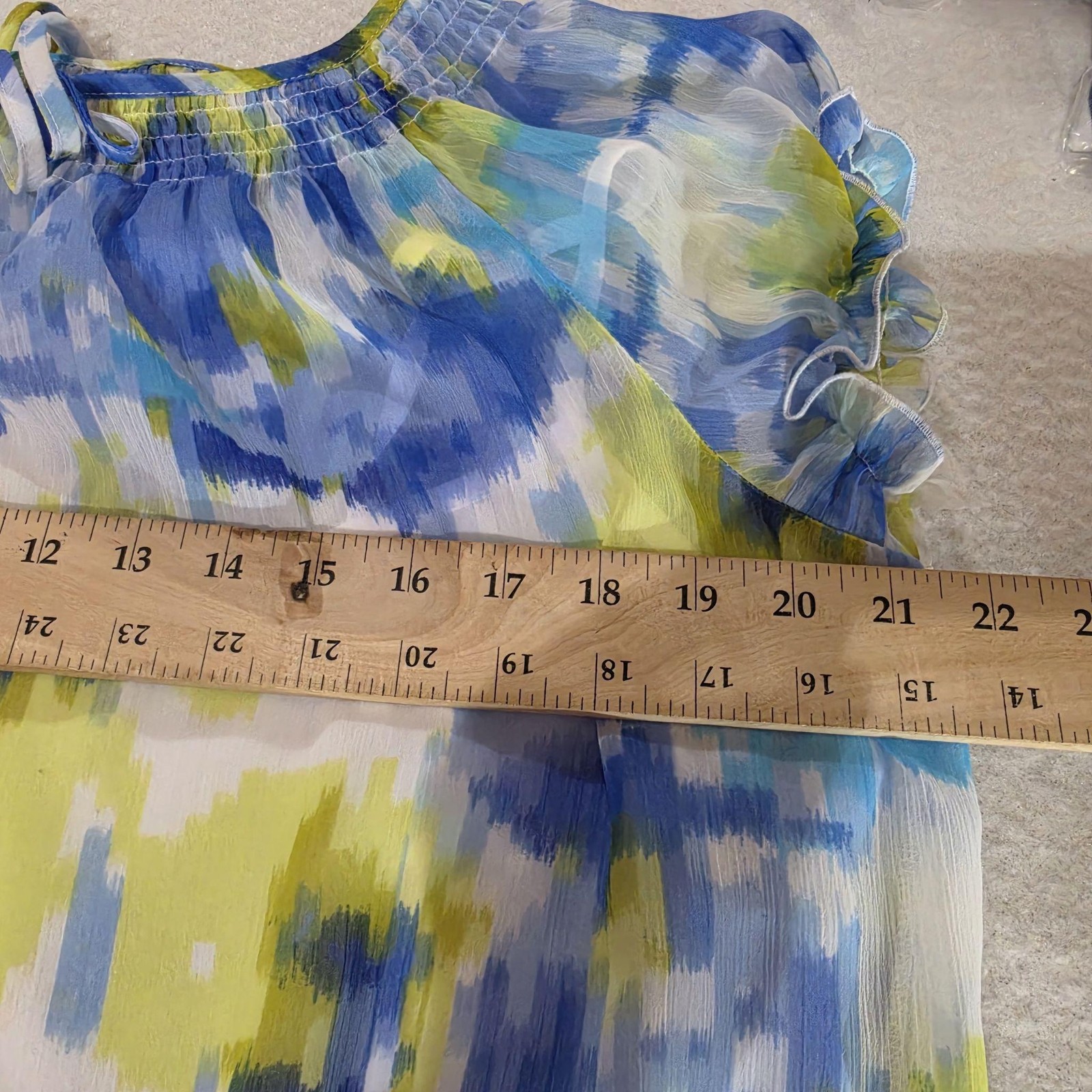 Liz Claiborne Blouse Womens L Multicolor Floral Scoop Neck Puff Sleeve 2 pc Top