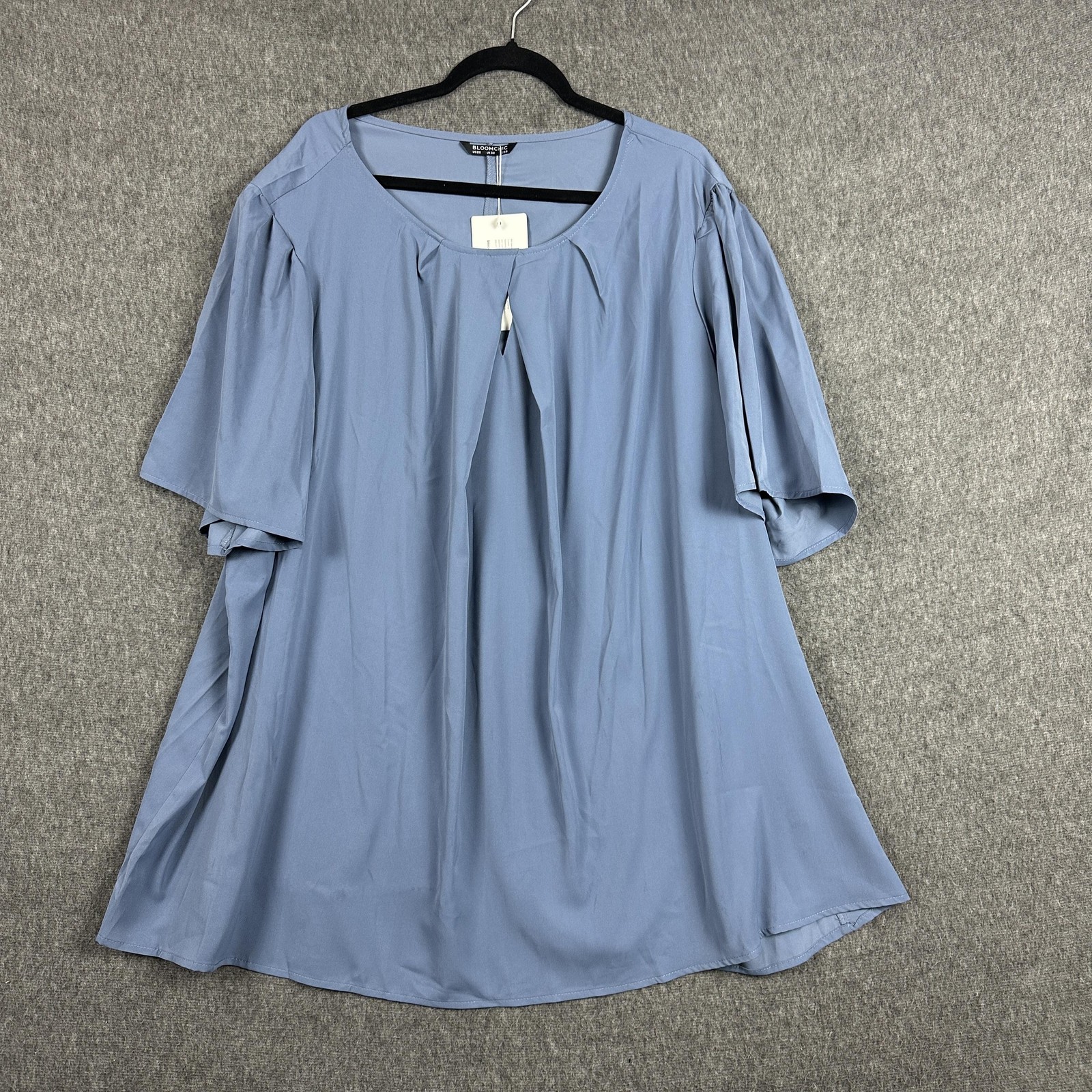 Bloomchic Shirt Womens 28 Blue Flutter Sleeve Tunic Top Plus Size Blouse