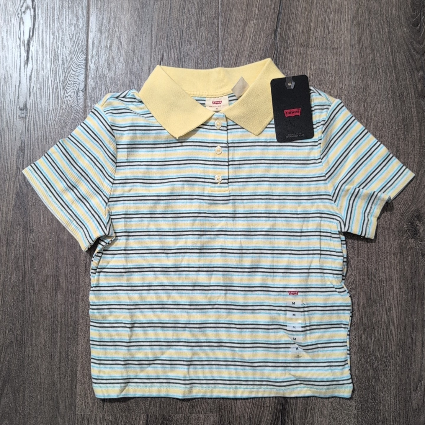 Levi’s Women’s Jeni Cropped Polo T-Shirt Angel Blue/Green B4HP