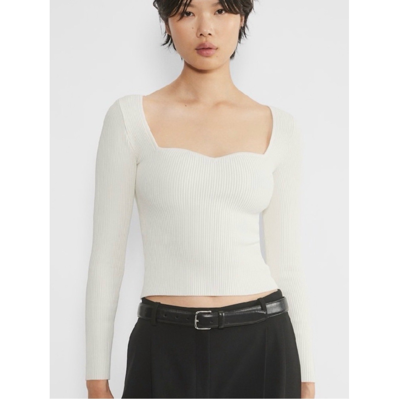 Babaton Sculpt Knit Sweetheart Longsleeve Top Sz Xs