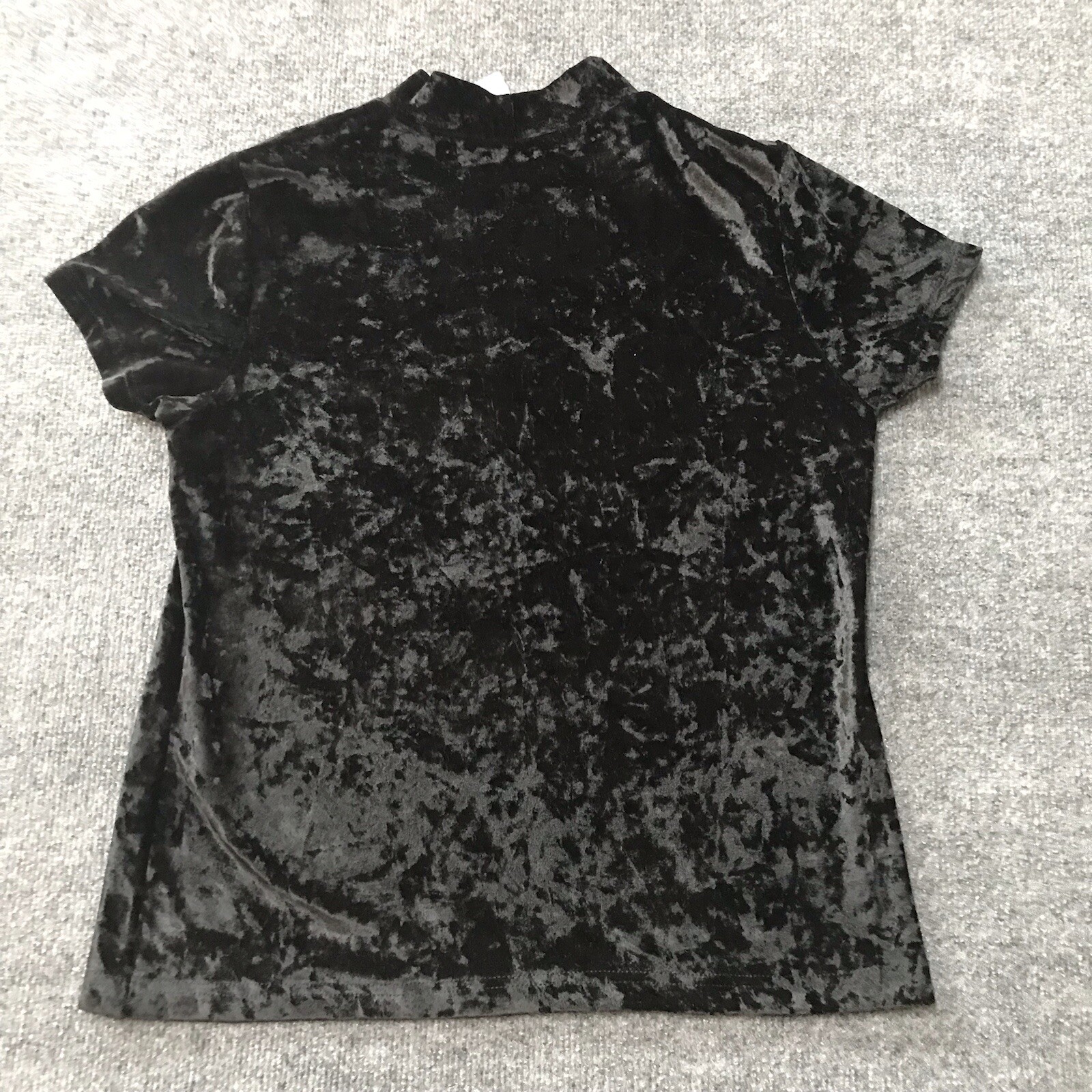 VTG 90s Y2K Top L Crushed Velvet Black Whimsigoth Fairy Grunge Goth Fashion Bug