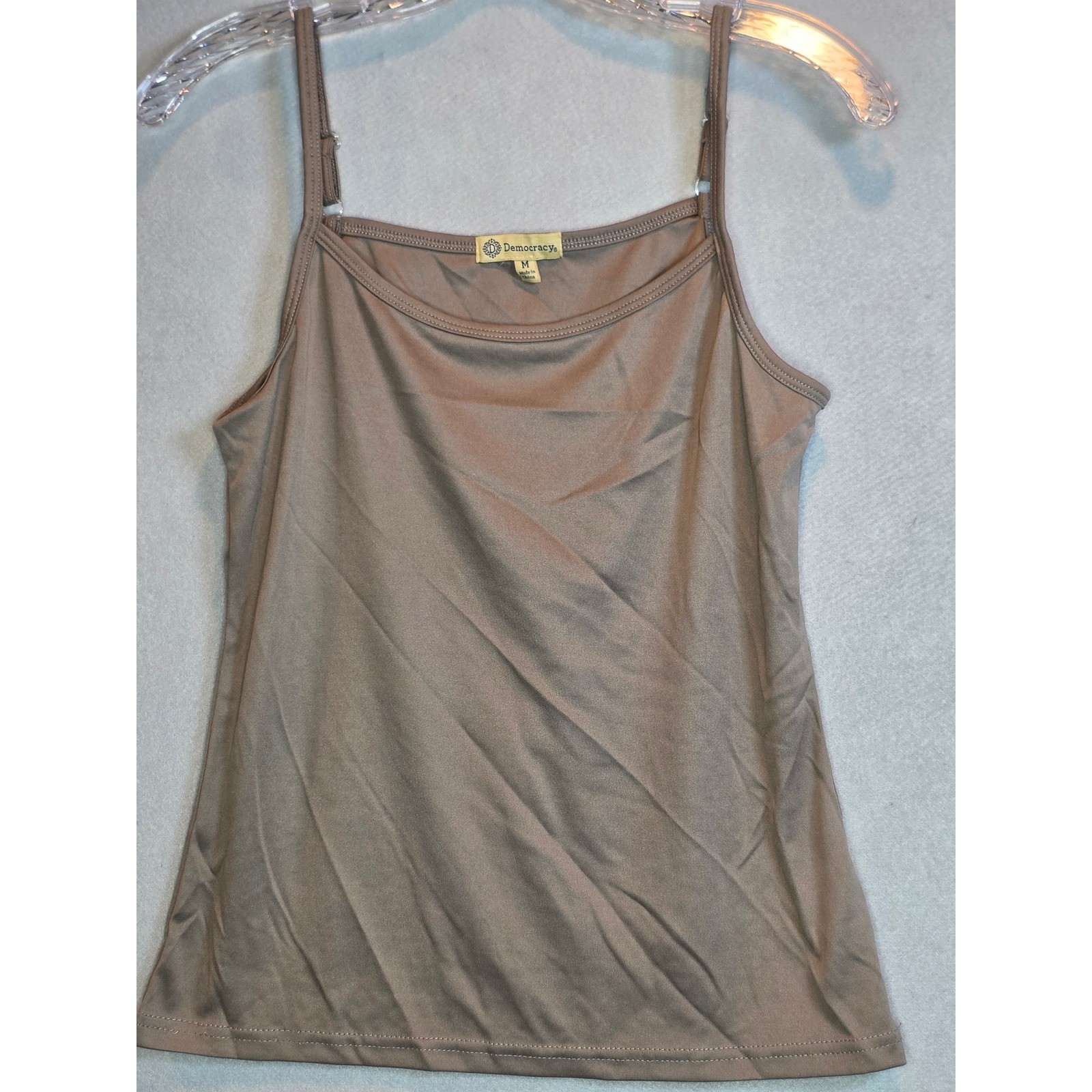 Democracy Womens Taupe Brown Adjustable Strap Cami Tank Top Size M 893315006